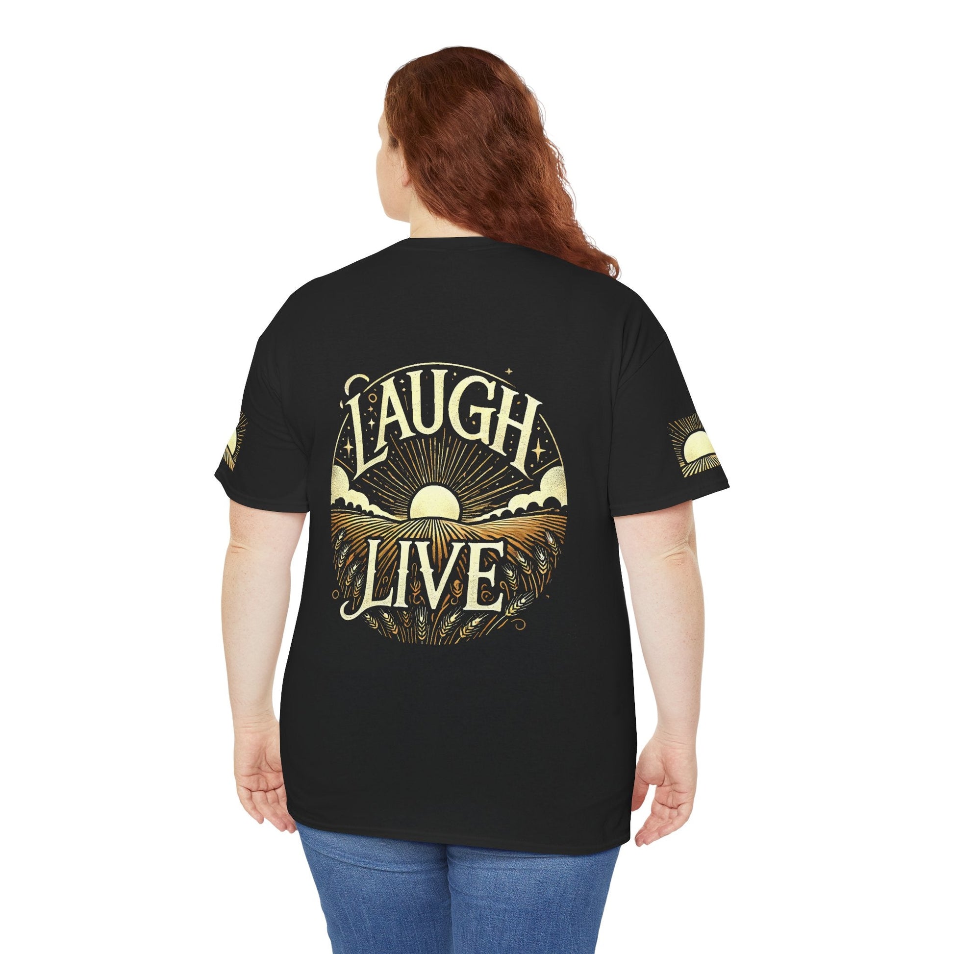 Unisex Heavy Cotton T-shirt - Laugh Live - Love Life And Wellbeing