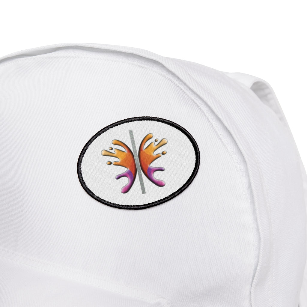 Iron Patch - Oval Iron-On Patch on White Fabric for Personalizing Apparel