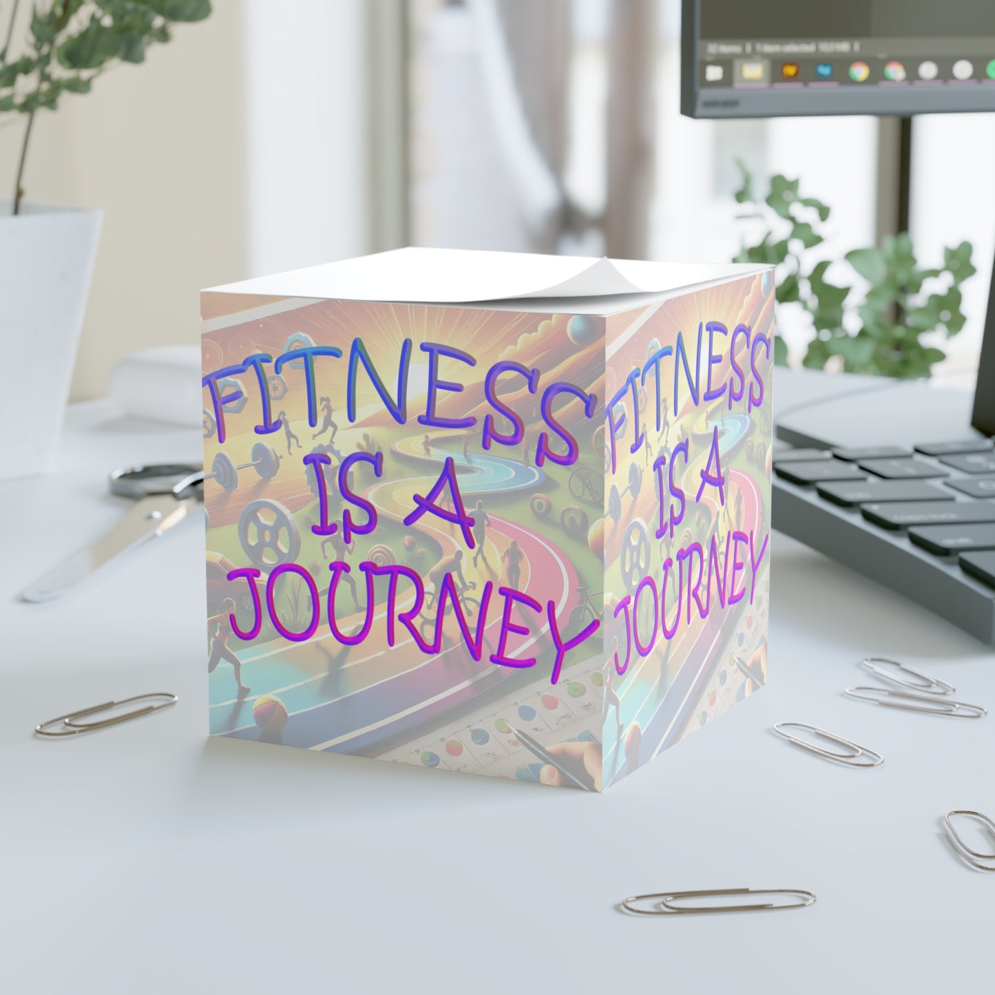 Note Cube "Fitness is a Journey "