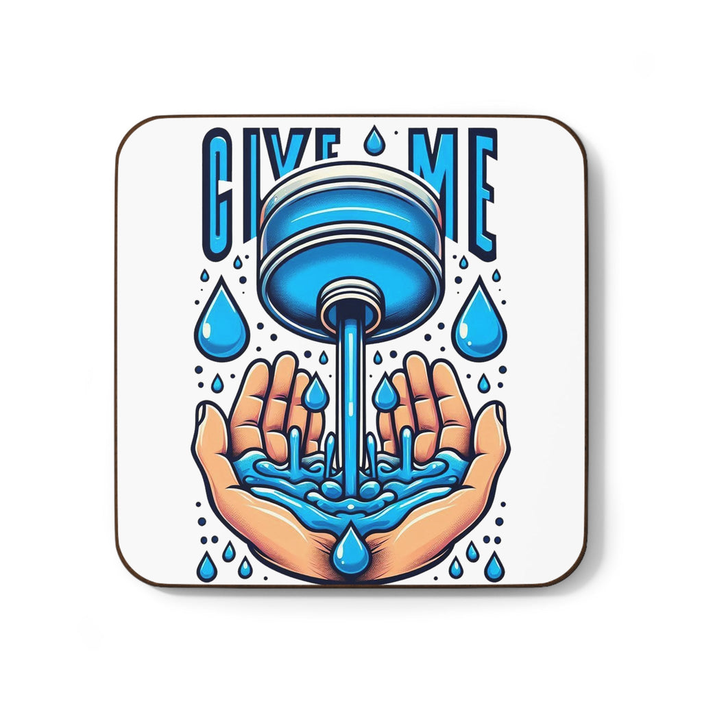 Hardboard Back Coaster with artistic design featuring hands and water droplets, enhancing decor and protecting surfaces.