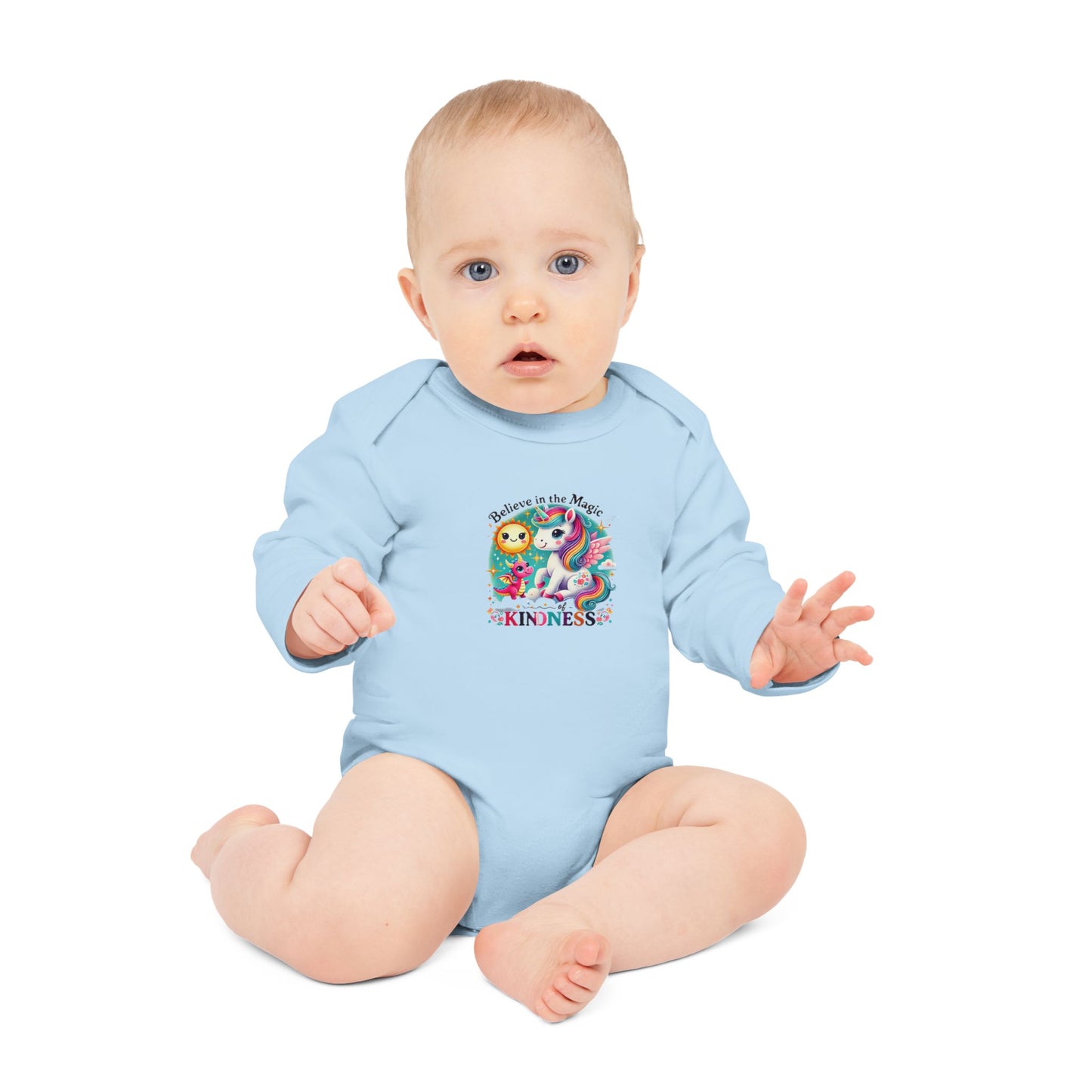 Baby Long-Sleeve Organic Bodysuit"Believe in the Magic of Kindness"