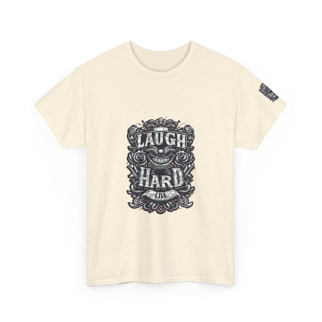 Unisex Heavy Cotton T-shirt - Laugh Hard - B&W Classic Comfort