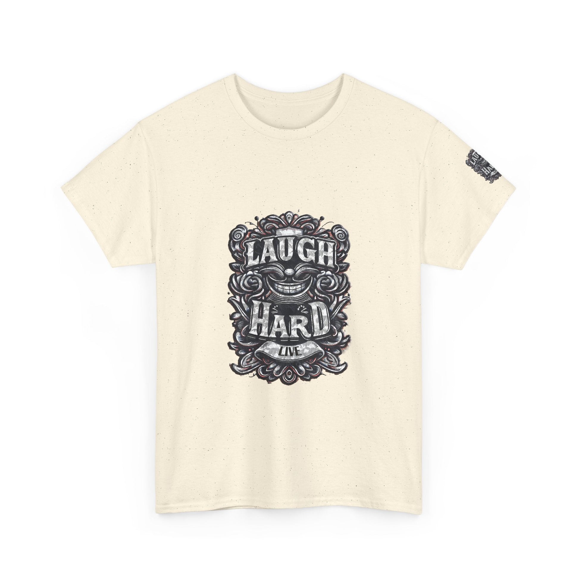 Unisex Heavy Cotton T-shirt - Laugh Hard - B&W Classic Comfort