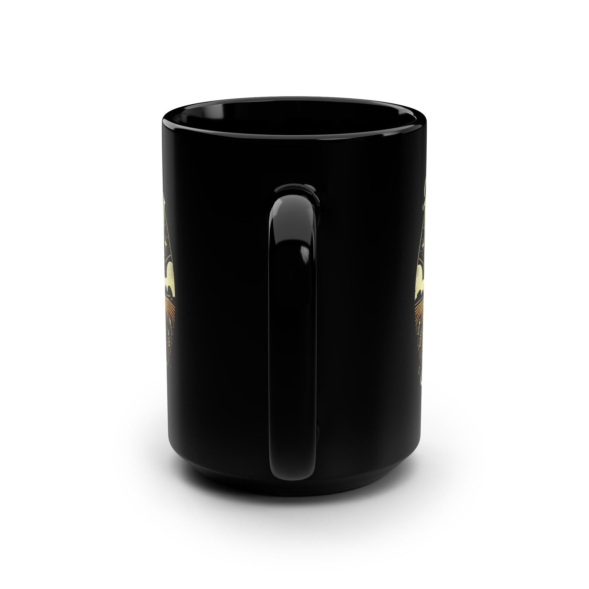 Black Mug, 15oz  - Laugh Live II 15oz Glossy Ceramic Cup for Coffee