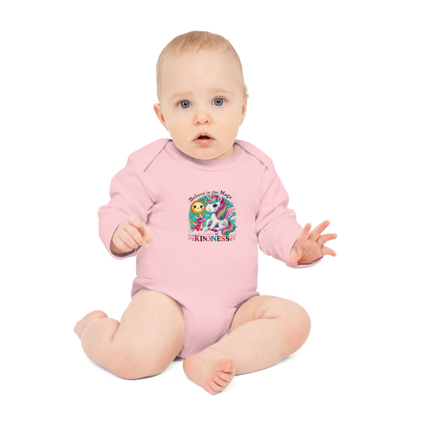 Baby Long-Sleeve Organic Bodysuit"Believe in the Magic of Kindness"