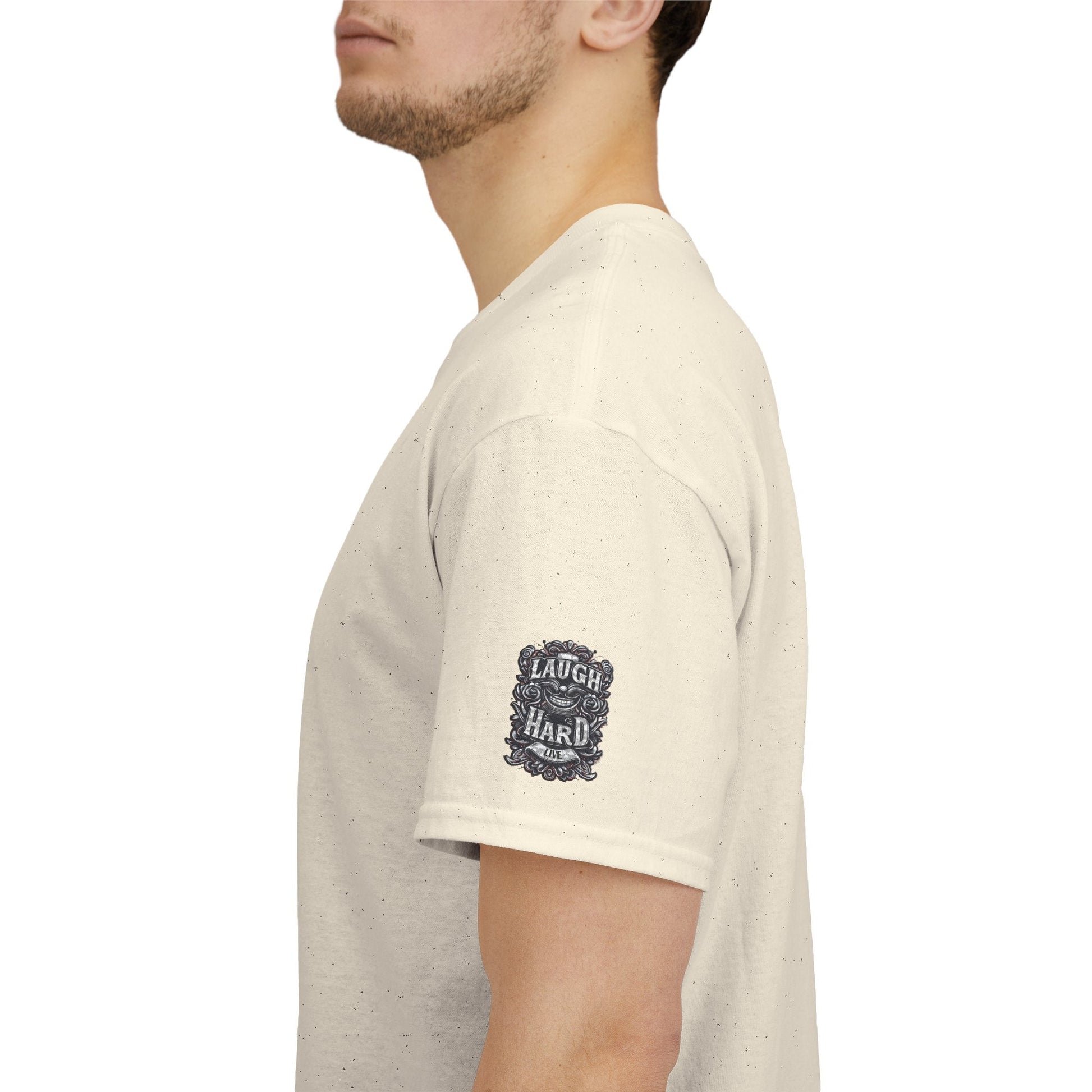 Unisex Heavy Cotton T-shirt - Laugh Hard - B&W Classic Comfort