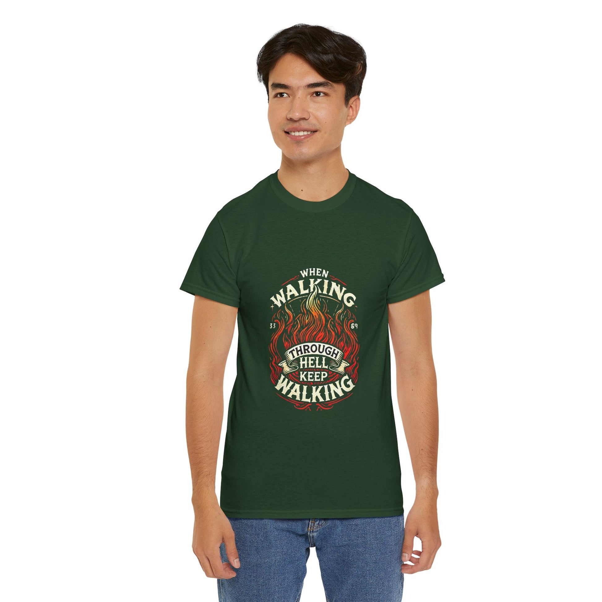 Unisex Heavy Cotton T-shirt - Walking Through Hell Keep Walking II