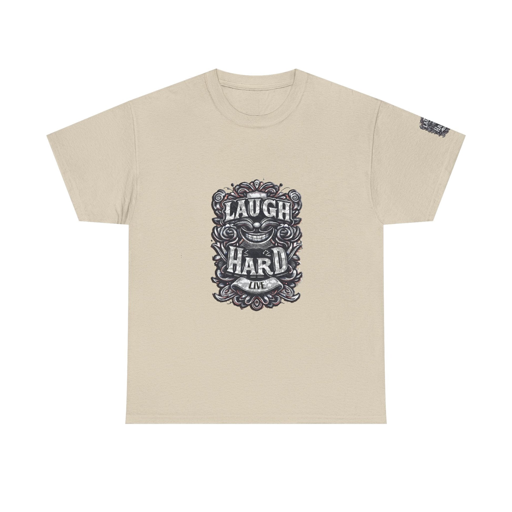 Unisex Heavy Cotton T-shirt - Laugh Hard - B&W Classic Comfort