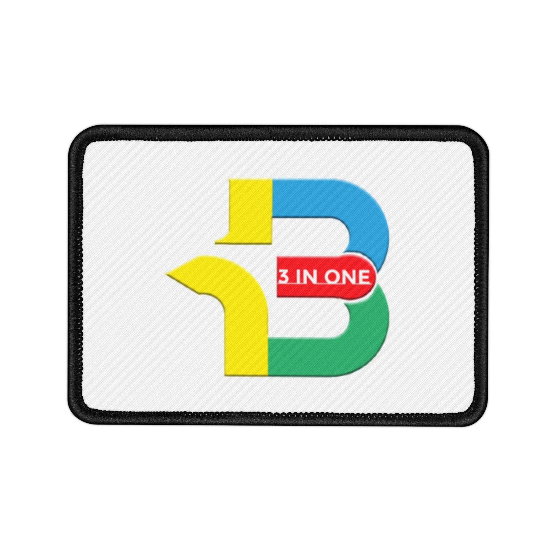 Iron on Patch with colorful design and black edges for personalizing apparel.