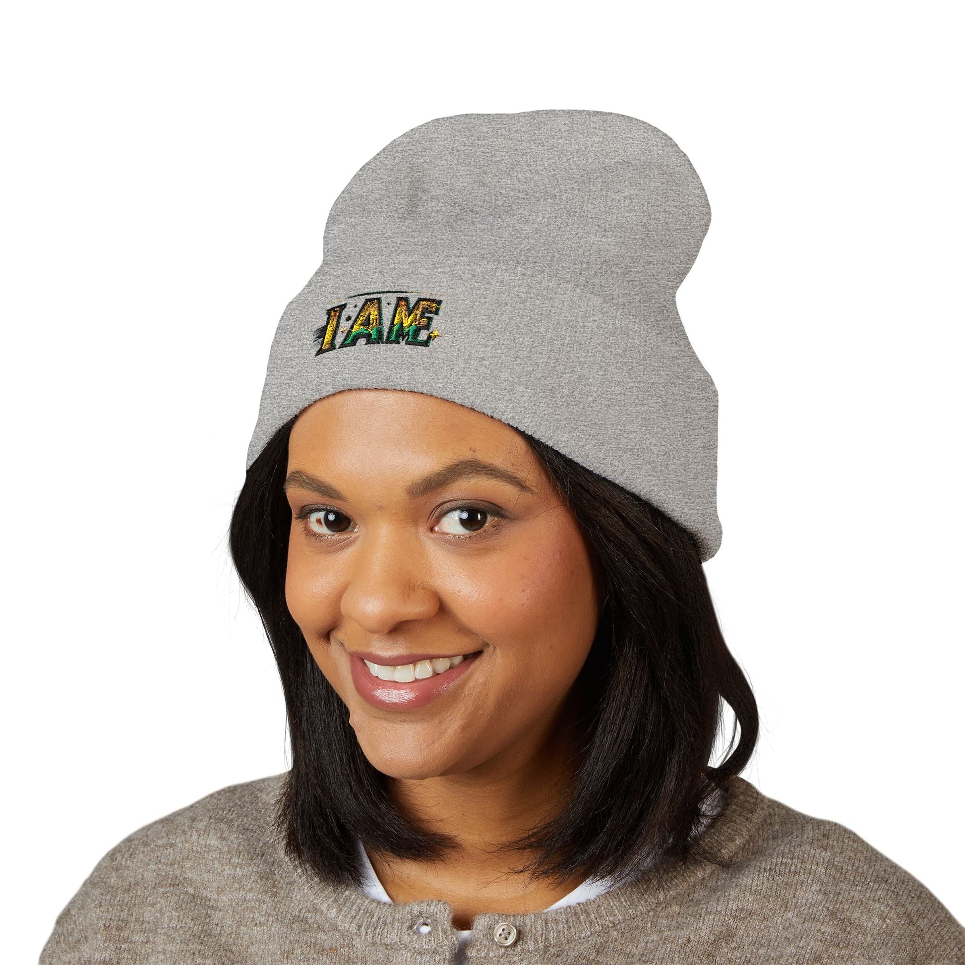 I AM Embroidered Classic Cuffed Beanie - Cozy Winter Headwear