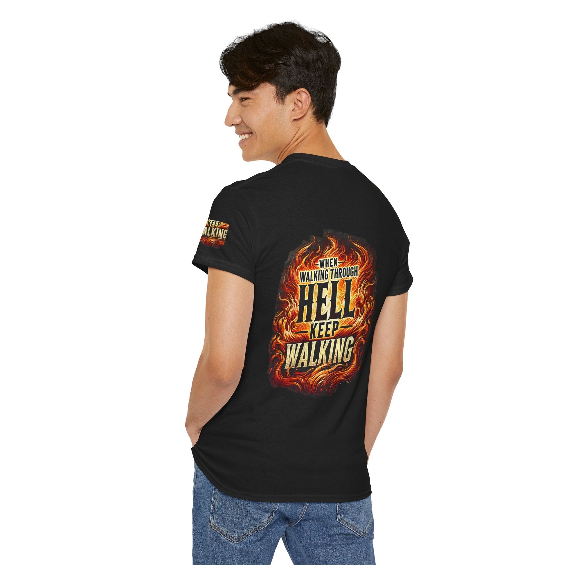 Unisex Heavy Cotton T-shirt - When Walking Through Hell Keep Walking