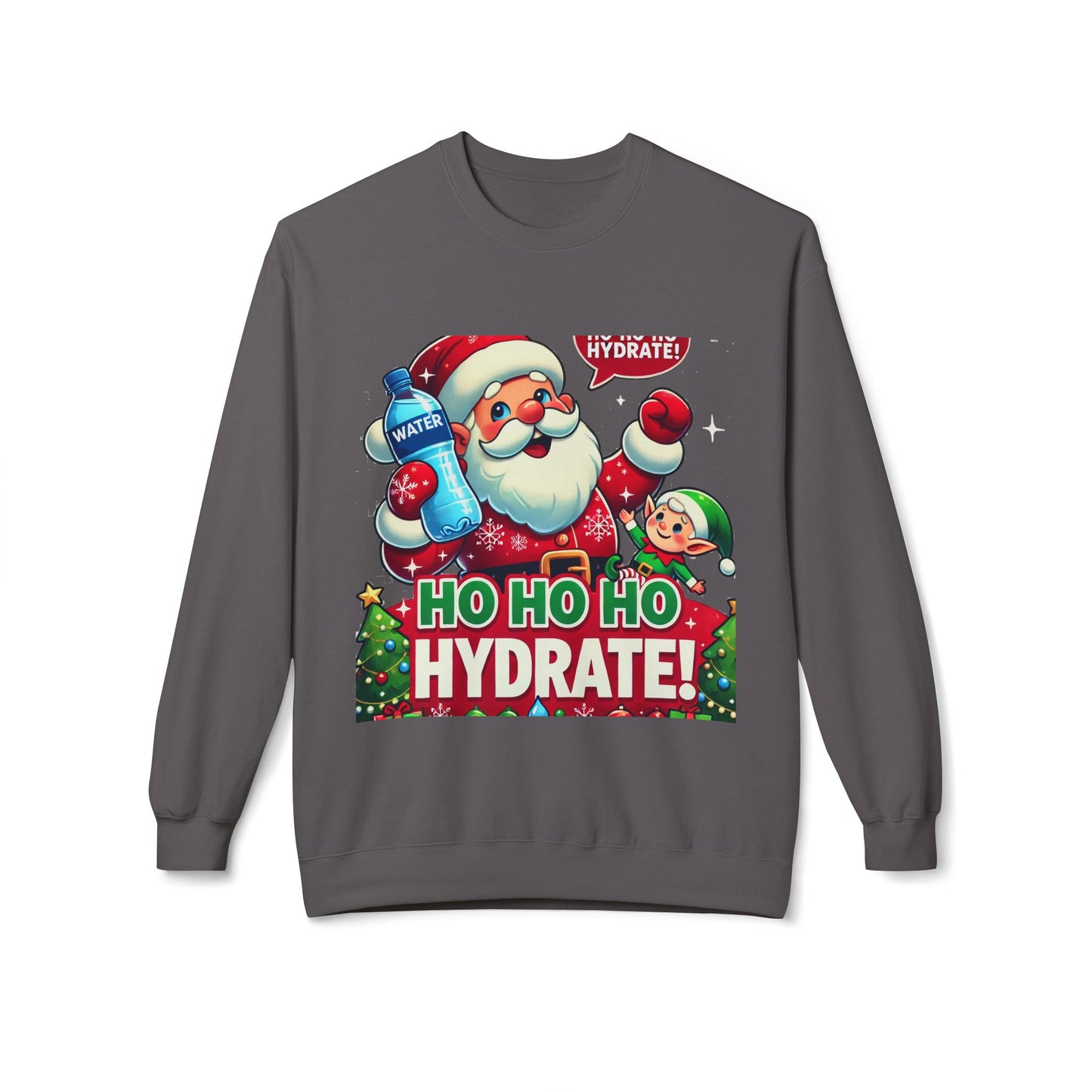 Unisex Midweight Softstyle Fleece Crewneck Sweatshirt" Ho Ho Ho Hydrate "