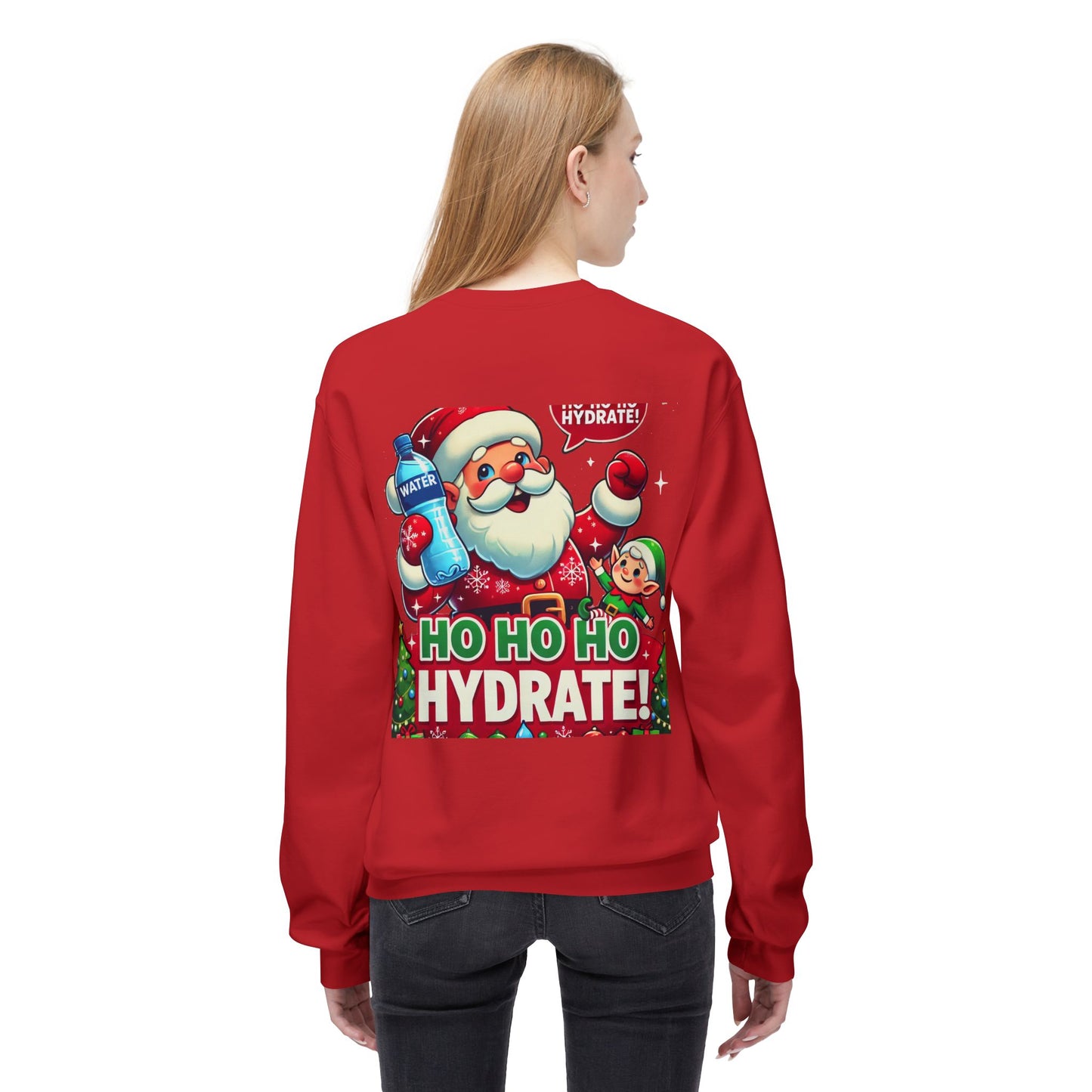 Unisex Midweight Softstyle Fleece Crewneck Sweatshirt" Ho Ho Ho Hydrate "