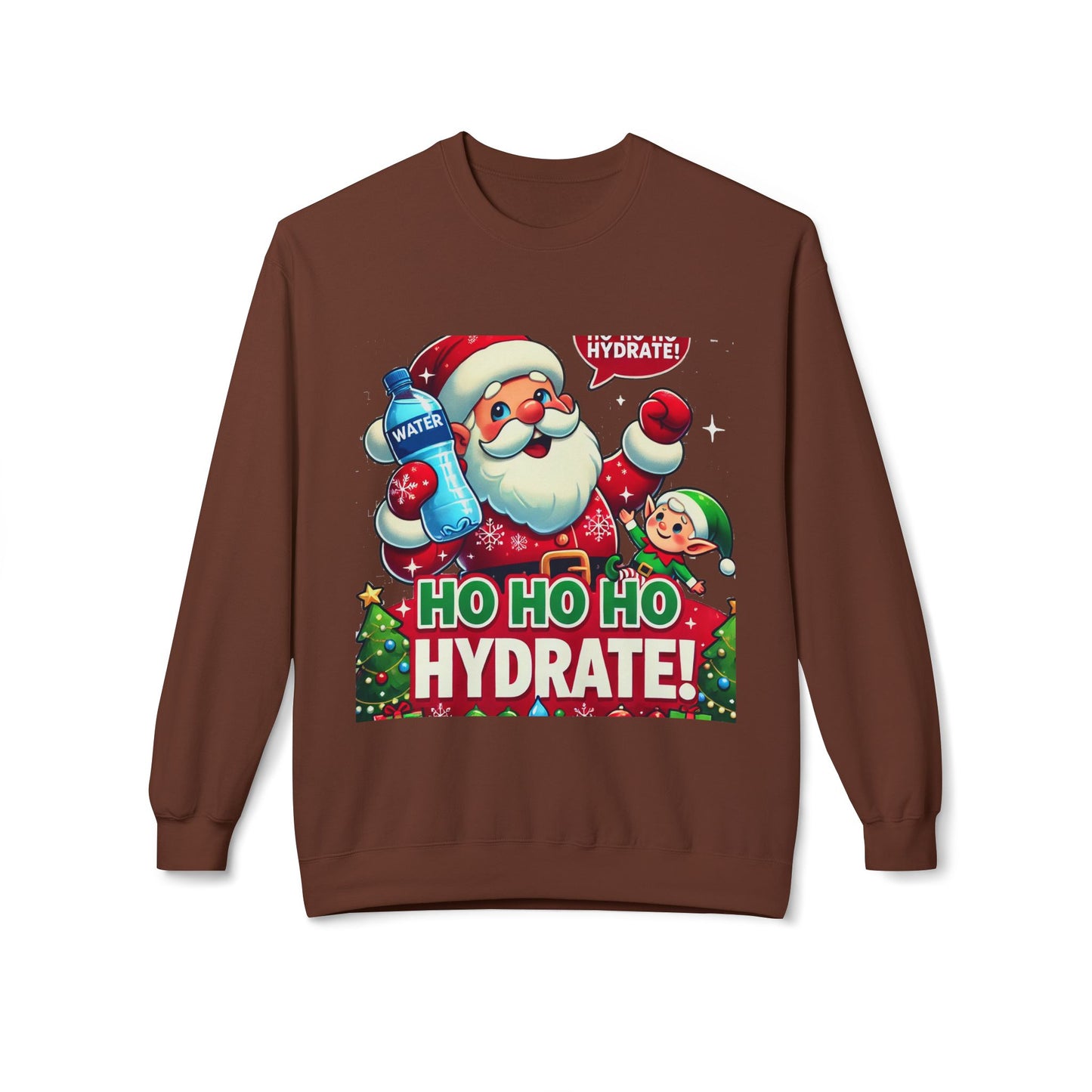 Unisex Midweight Softstyle Fleece Crewneck Sweatshirt" Ho Ho Ho Hydrate "