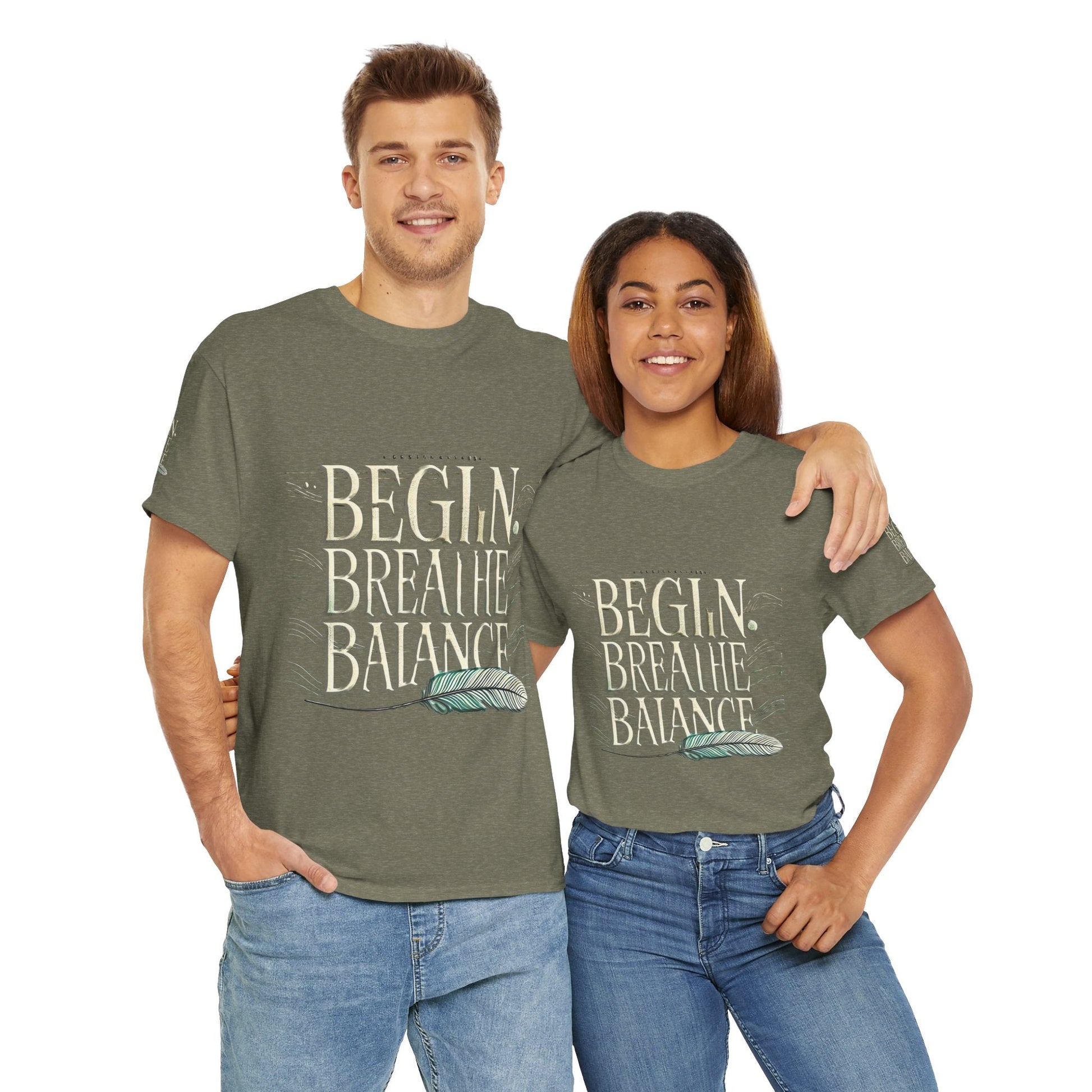 Unisex Heavy Cotton T-shirt  Begin Breathe Balance t-shirt for Comfort