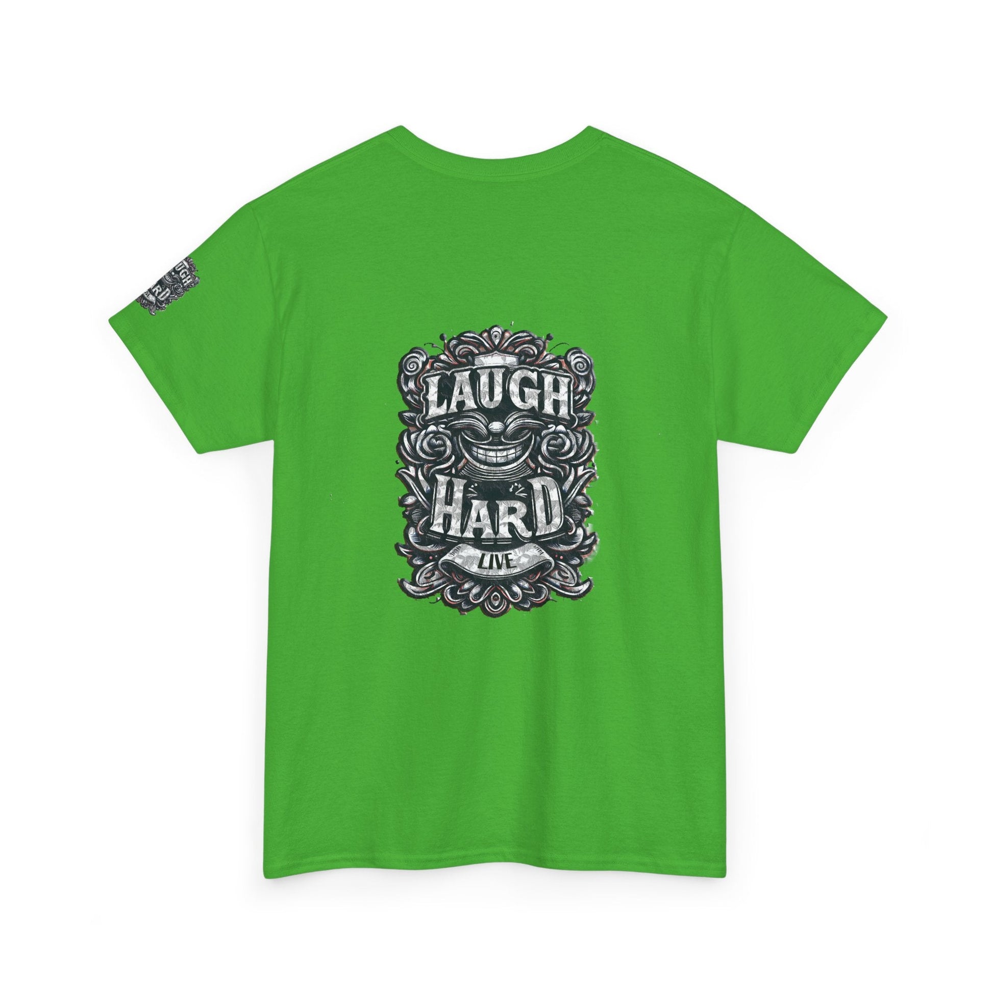 Unisex Heavy Cotton T-shirt - Laugh Hard - B&W Classic Comfort
