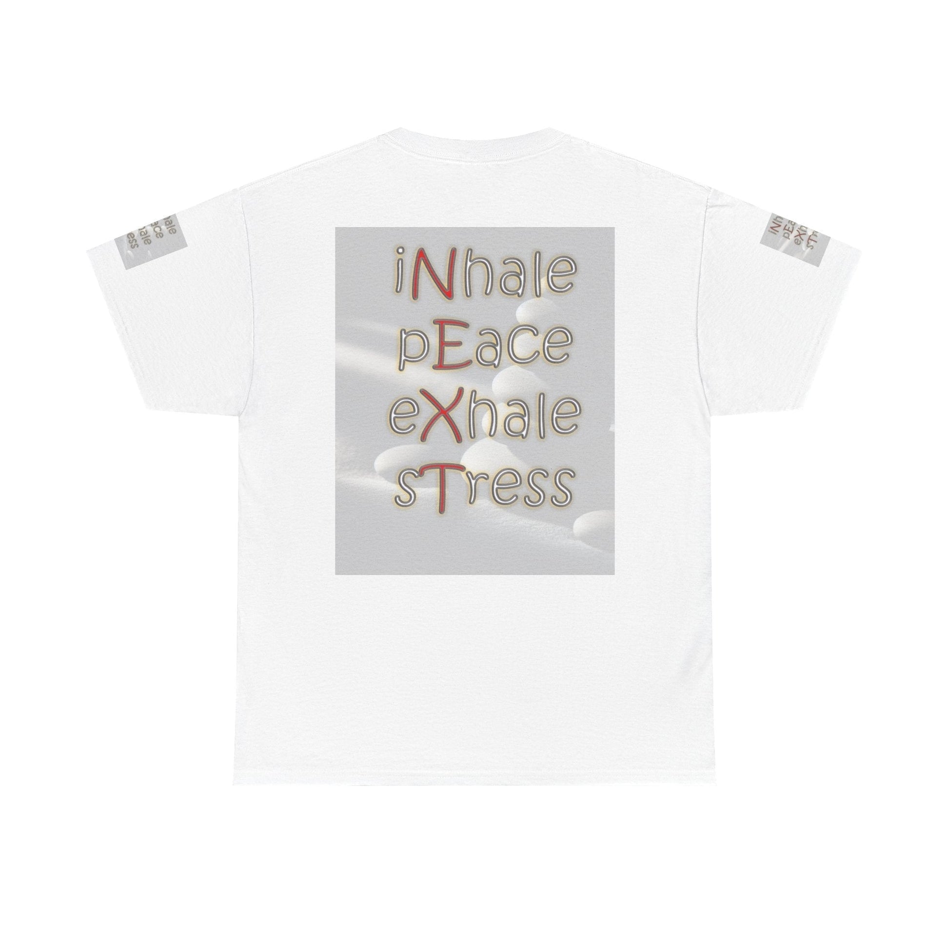 Unisex Heavy Cotton T-shirt - Inhale Peace Exhale Stress for Everyday