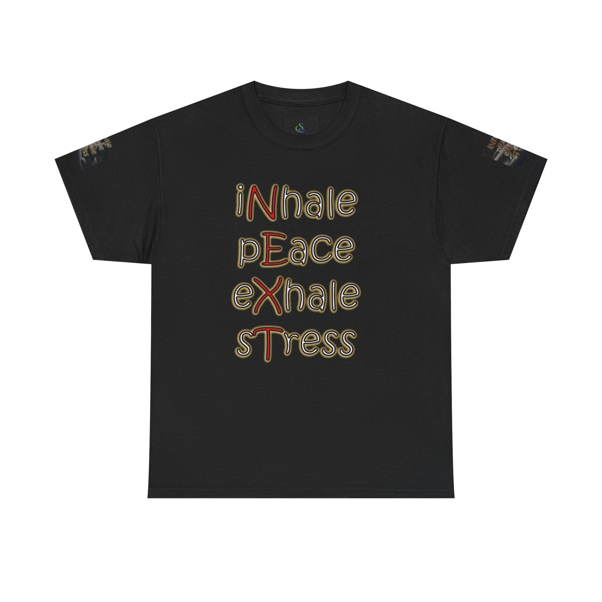 Unisex Heavy Cotton T-shirt - Inhale Peace Exhale Stress for Everyday