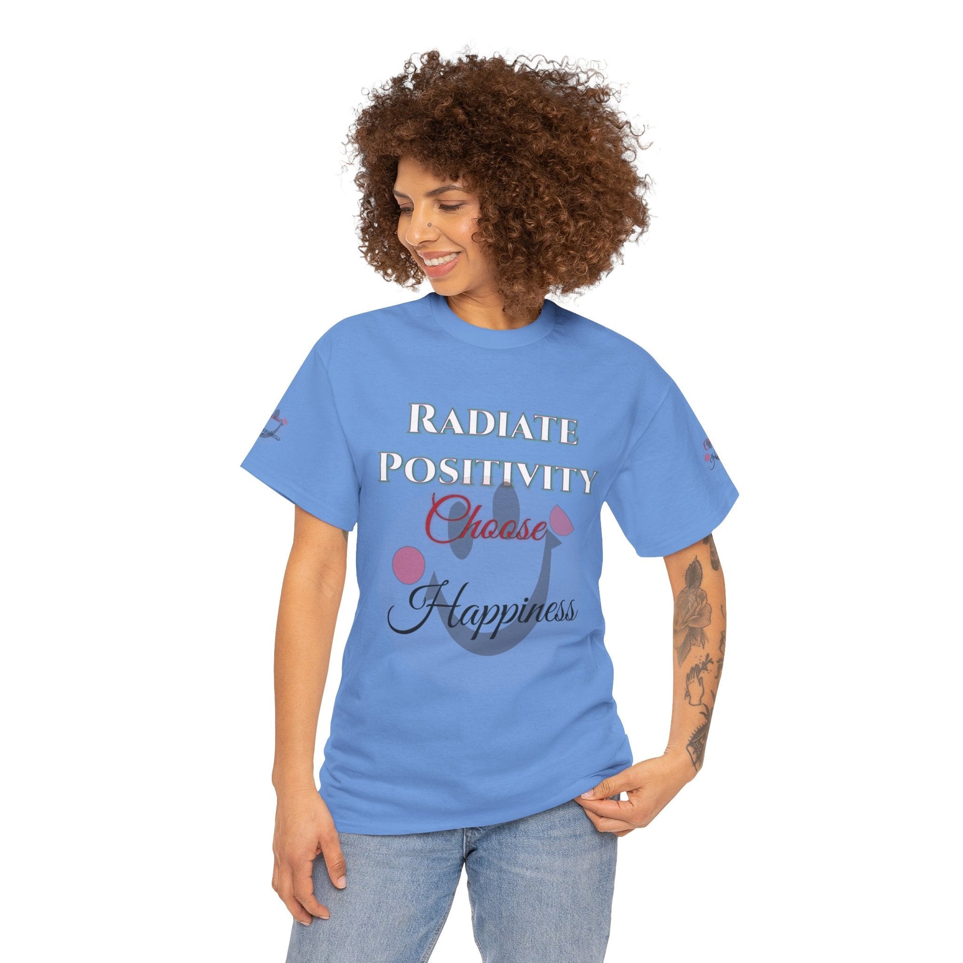Unisex Heavy Cotton T-shirt - Radiate Positivity - Choose Happiness