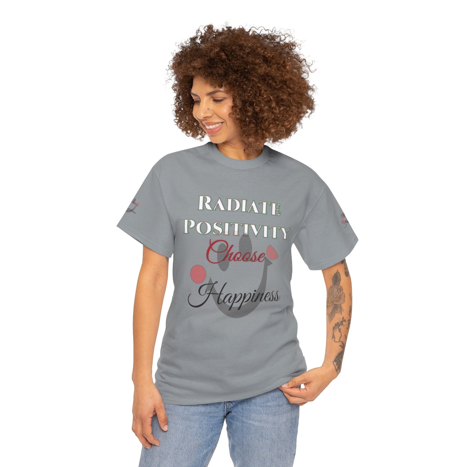 Unisex Heavy Cotton T-shirt - Radiate Positivity - Choose Happiness