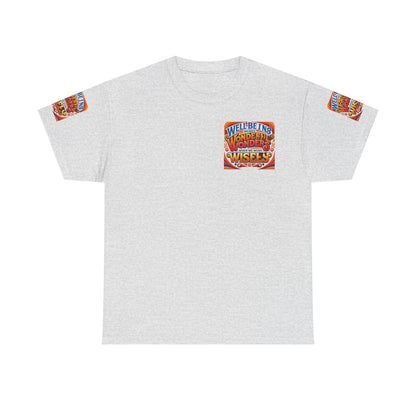 Unisex Heavy Cotton Tee with inspirational message, "Well Being Weaves Wonderful Wonders When We Work Wisely," showcasing resilience and positivity.