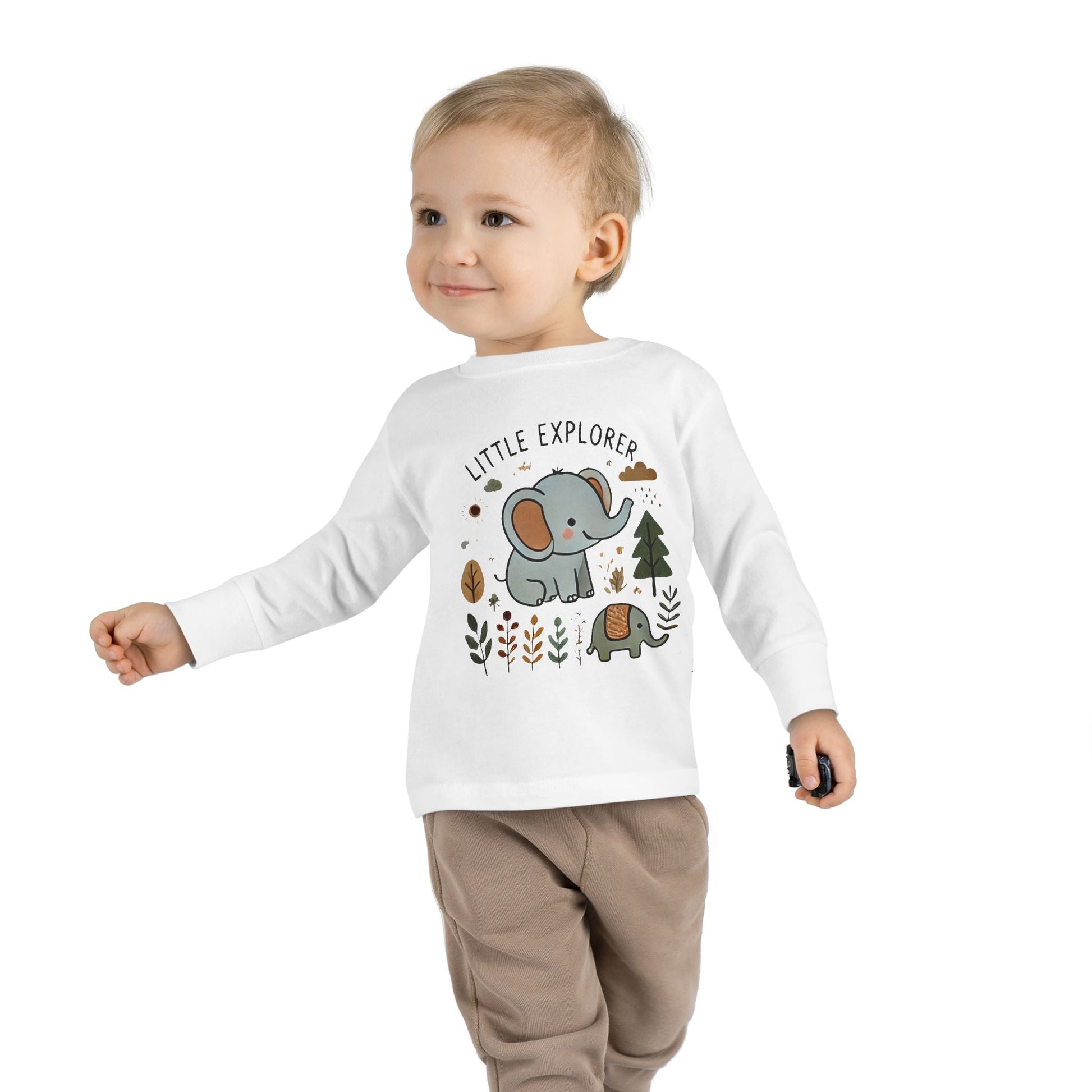 Toddler Long Sleeve T-shirt - Little Explorer Elephant Design
