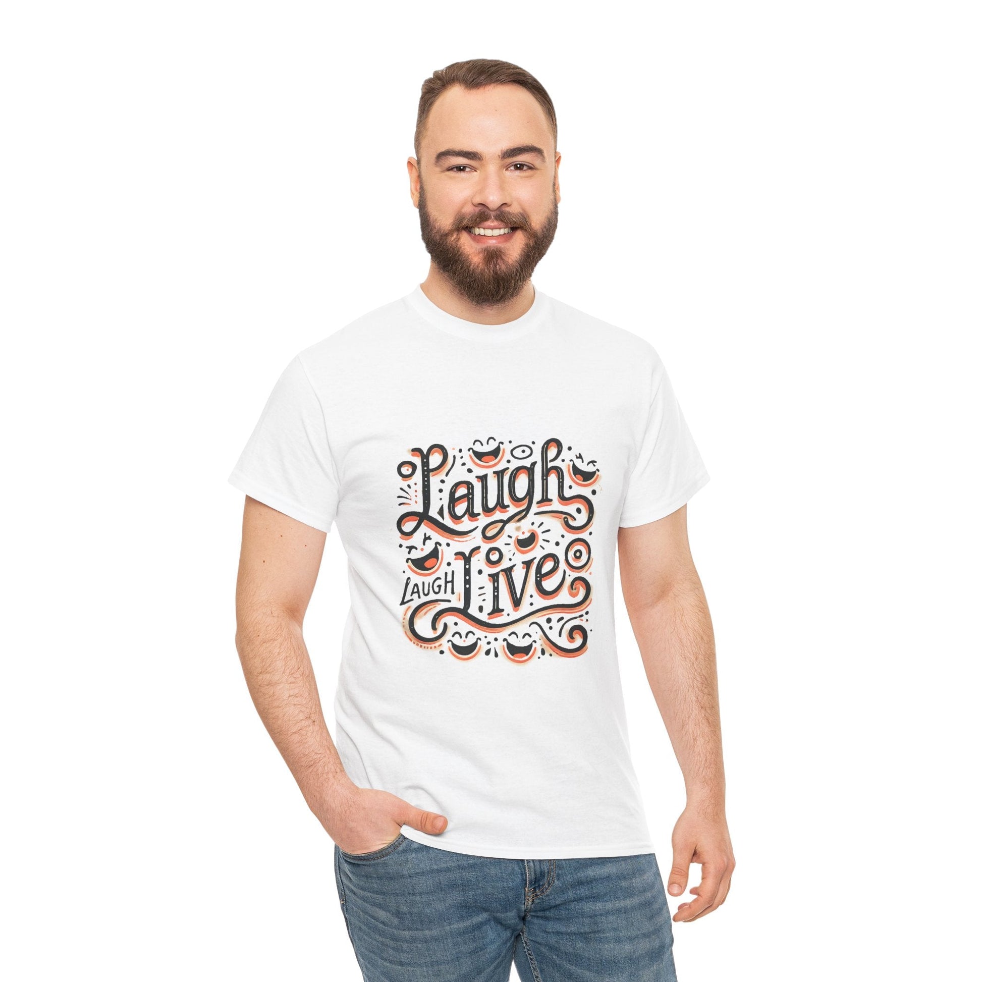 Unisex Heavy Cotton T-shirt  - Laugh Live III Built for Everyday Style
