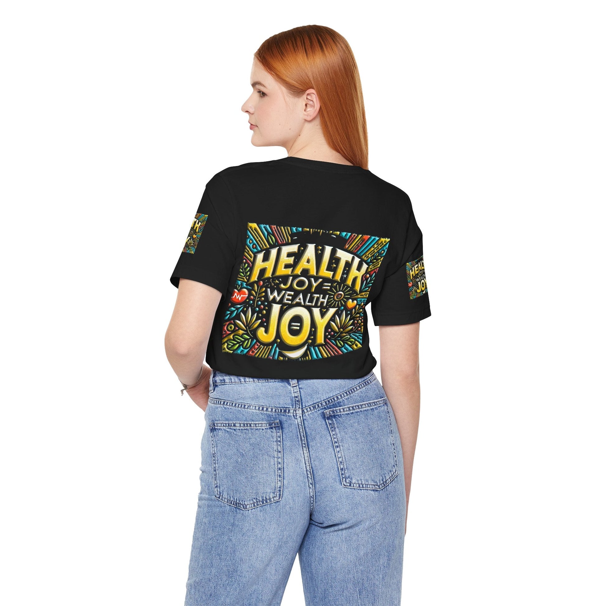 Unisex Jersey Short Sleeve T-shirt – Health Joy Wealth Joy | Comfy Fit