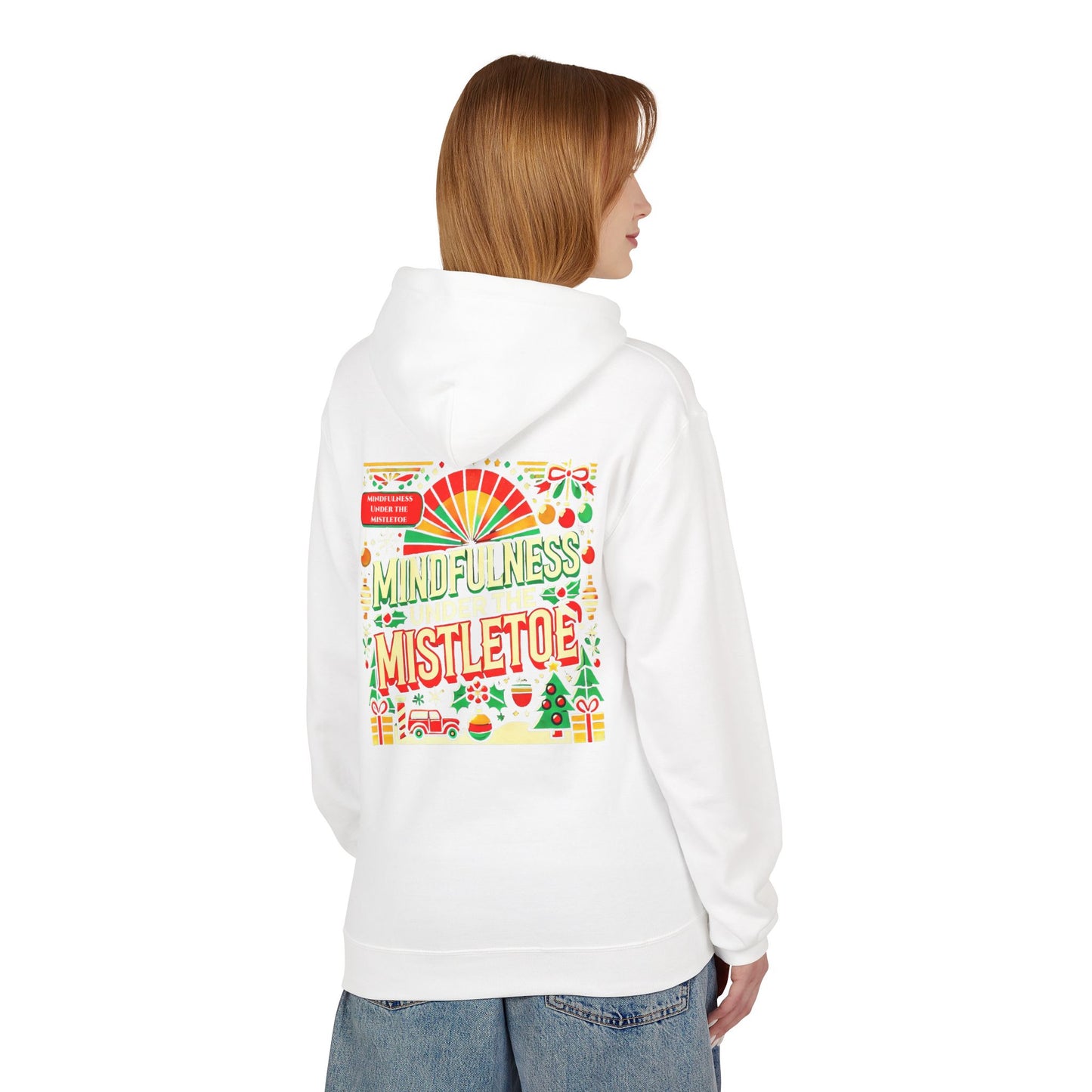 Unisex Midweight Softstyle Fleece Hoodie " Mindfulness Under the Mistletoe "