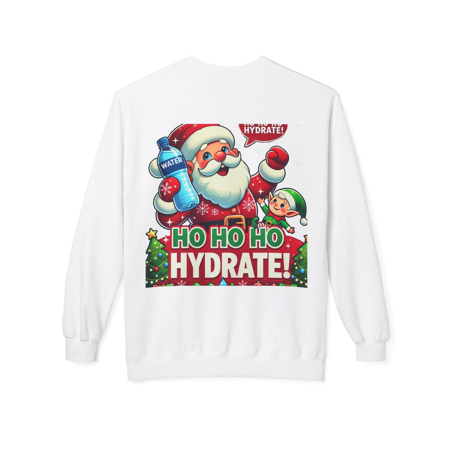 Unisex Midweight Softstyle Fleece Crewneck Sweatshirt" Ho Ho Ho Hydrate "