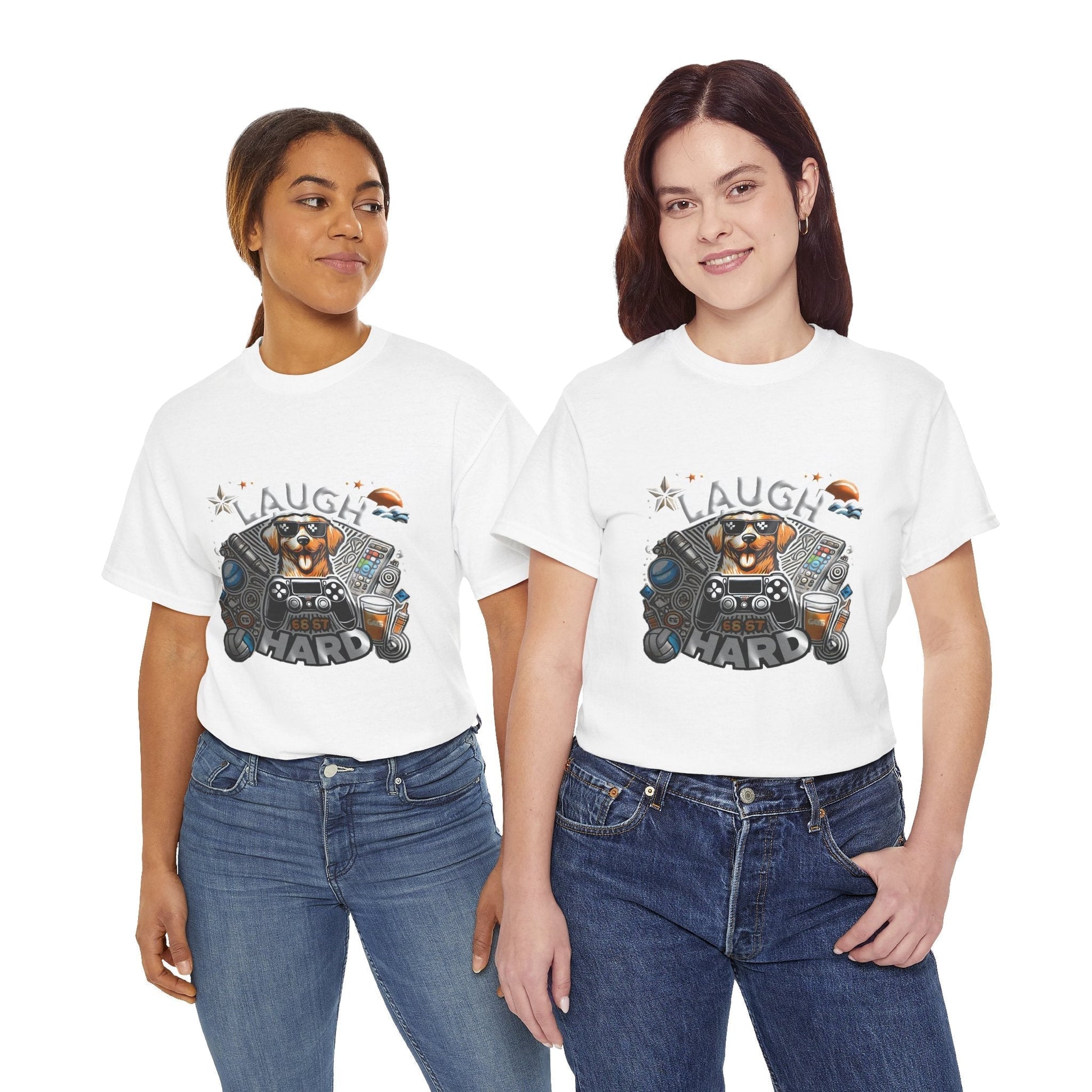Heavy Cotton T-shirt " Laugh Hard " Classic Comfort, for Everyday