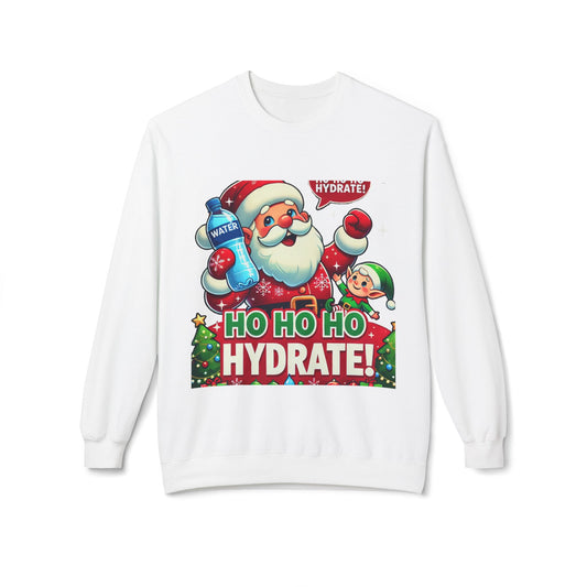 Unisex Midweight Softstyle Fleece Crewneck Sweatshirt" Ho Ho Ho Hydrate "