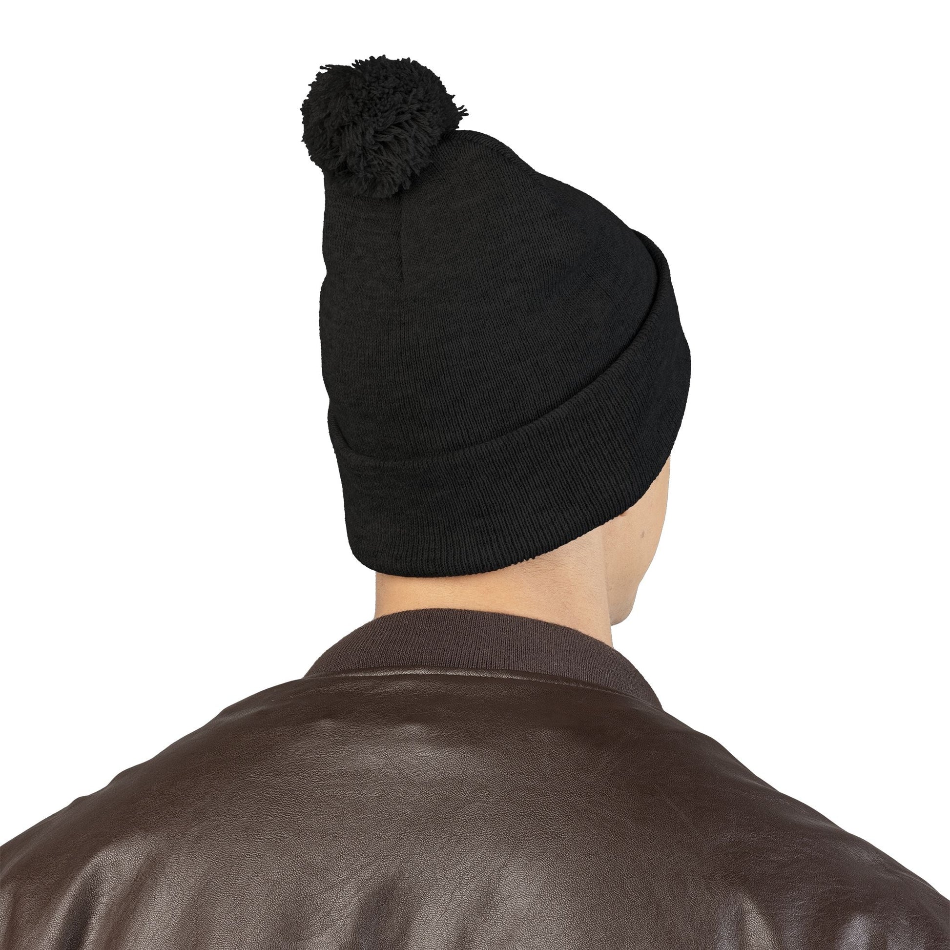 Embroidered Pom-Pom Knit Cap - Cozy Winter Beanie for All Seasons