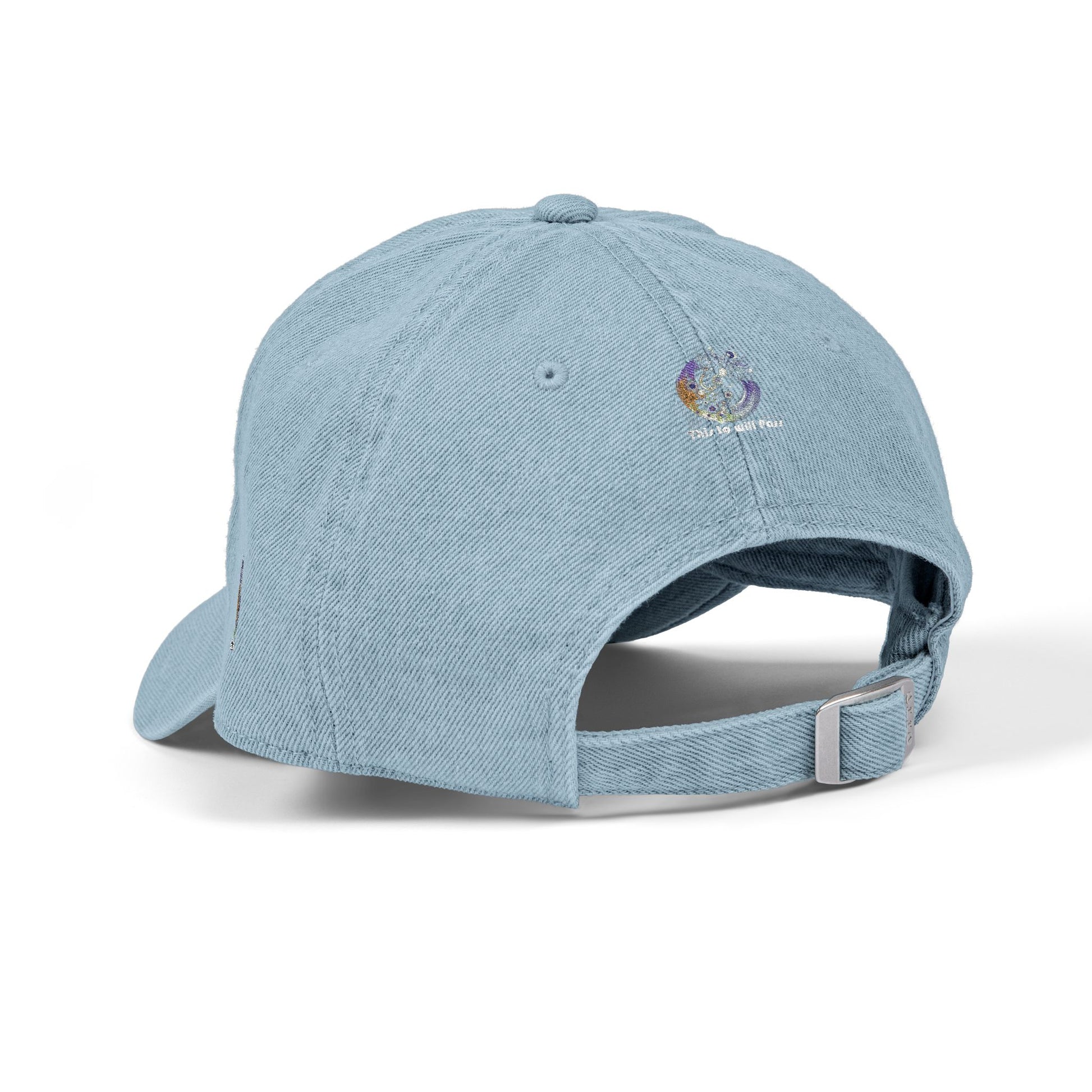 This Too Will Pass Denim Hat - Stylish Embroidered Cap Vintage Message.