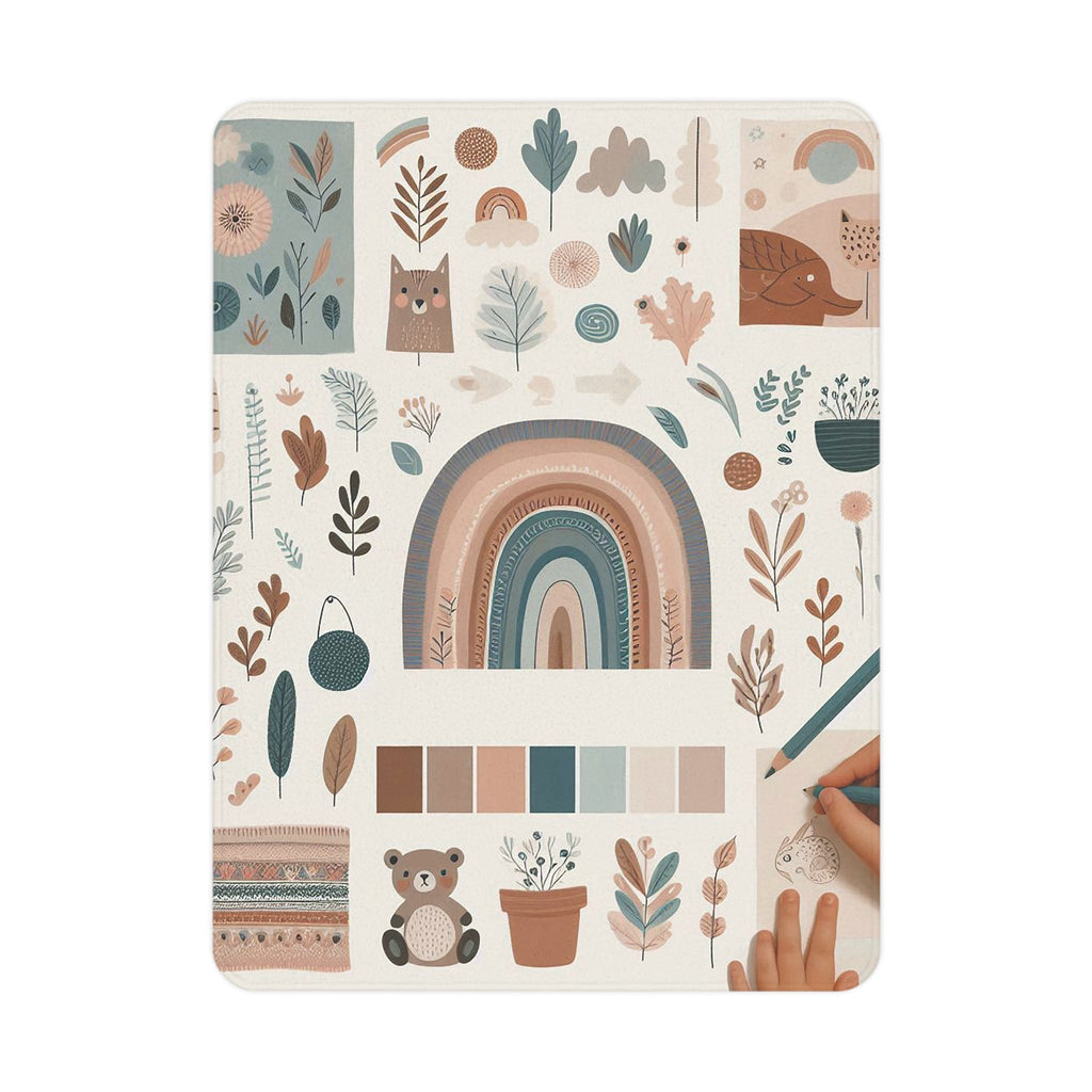 Whimsical Animal Toddler Blanket with colorful, charming animal designs and soft fleece material.