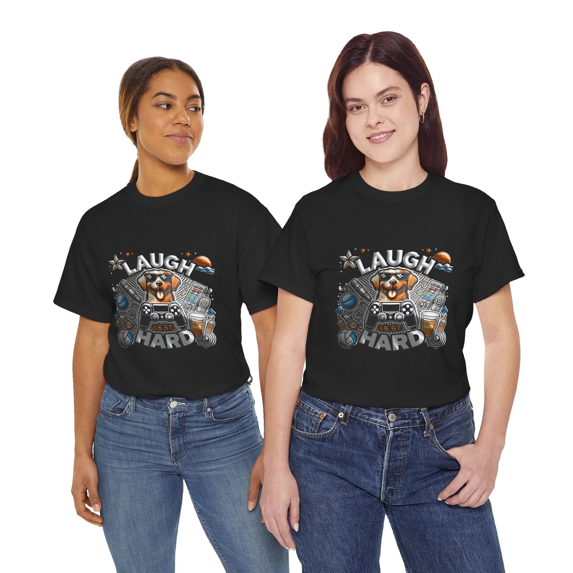 Heavy Cotton T-shirt " Laugh Hard " Classic Comfort, for Everyday
