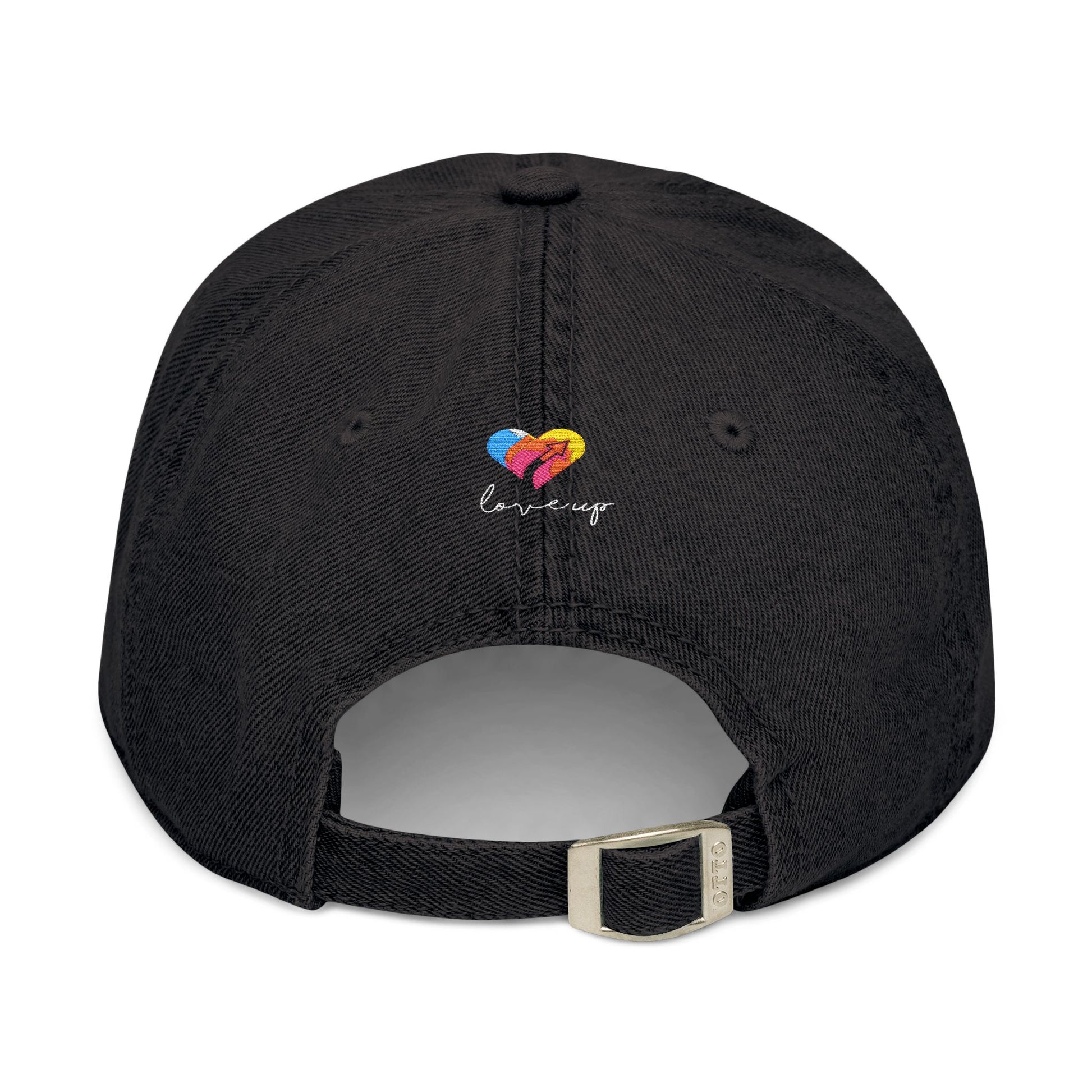 Embroidered Love Up Denim Hat - Colorful Heart Design for Everyday Style