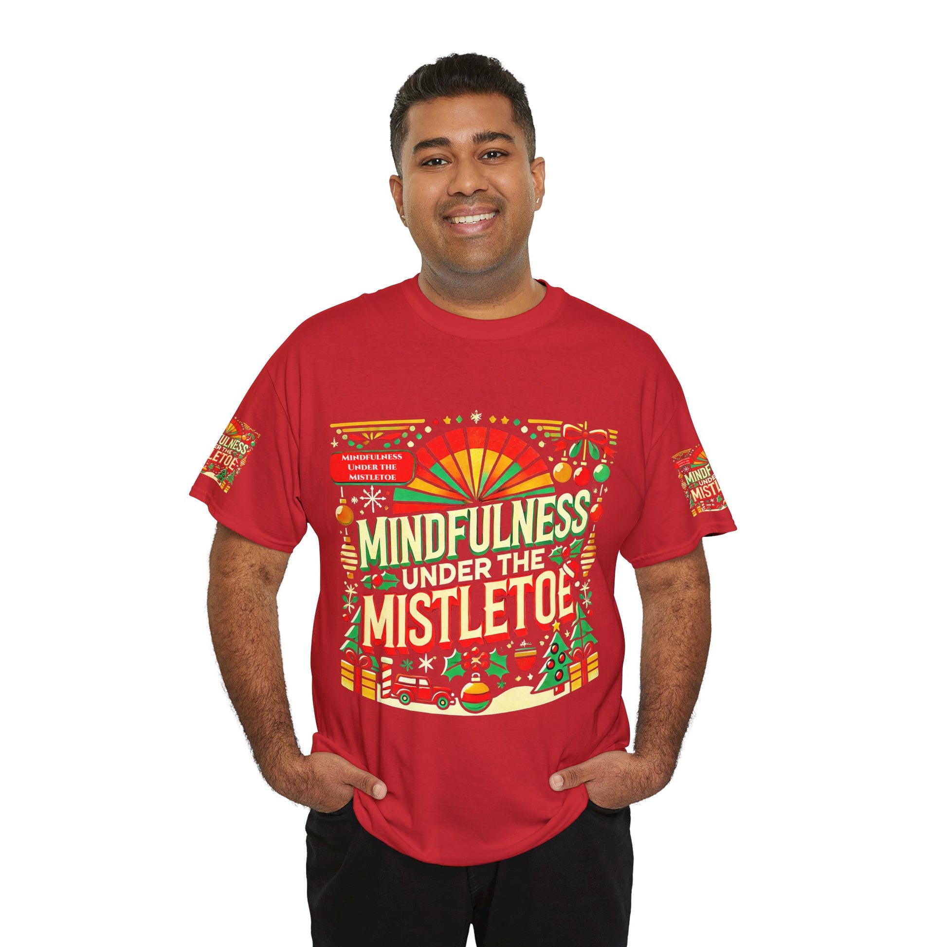 Unisex Heavy Cotton T-shirt - Mindfulness Under the Mistletoe Classic