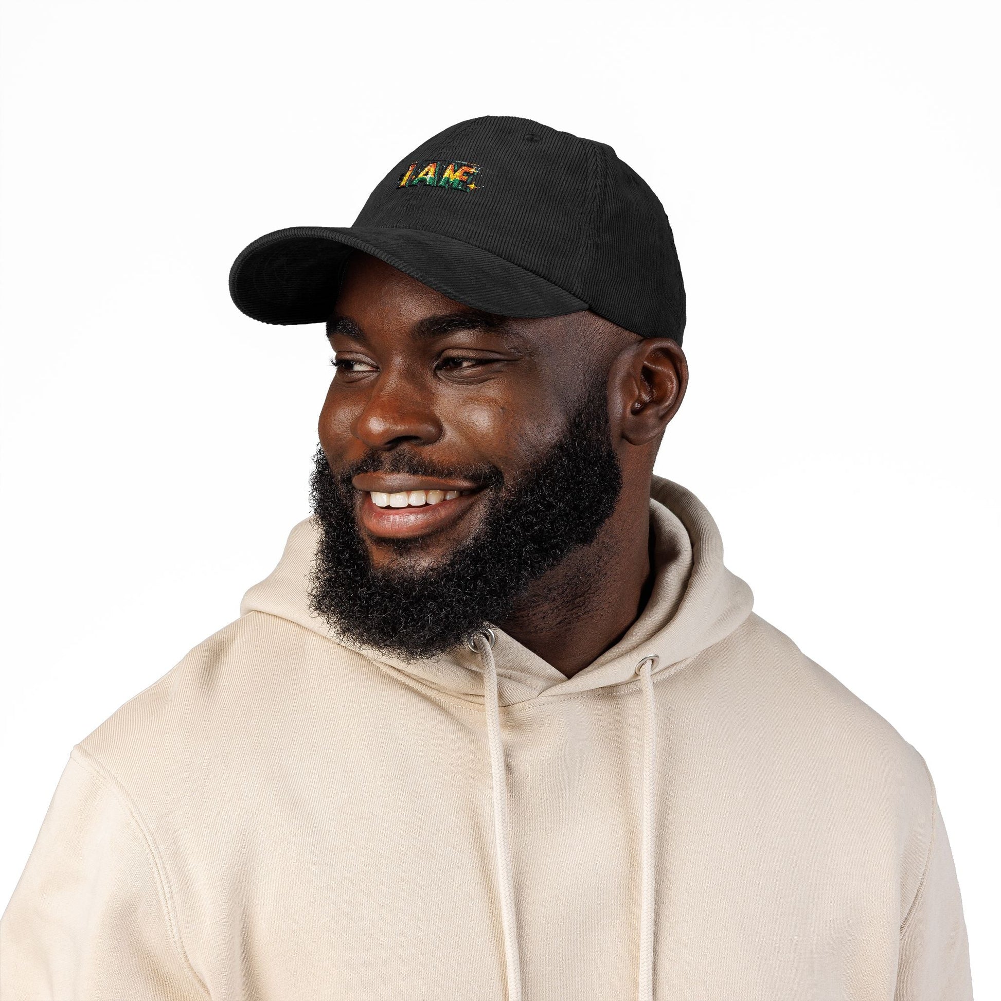 Vintage Corduroy Cap with I AM Embroidery | Trendy Bohemian Hat
