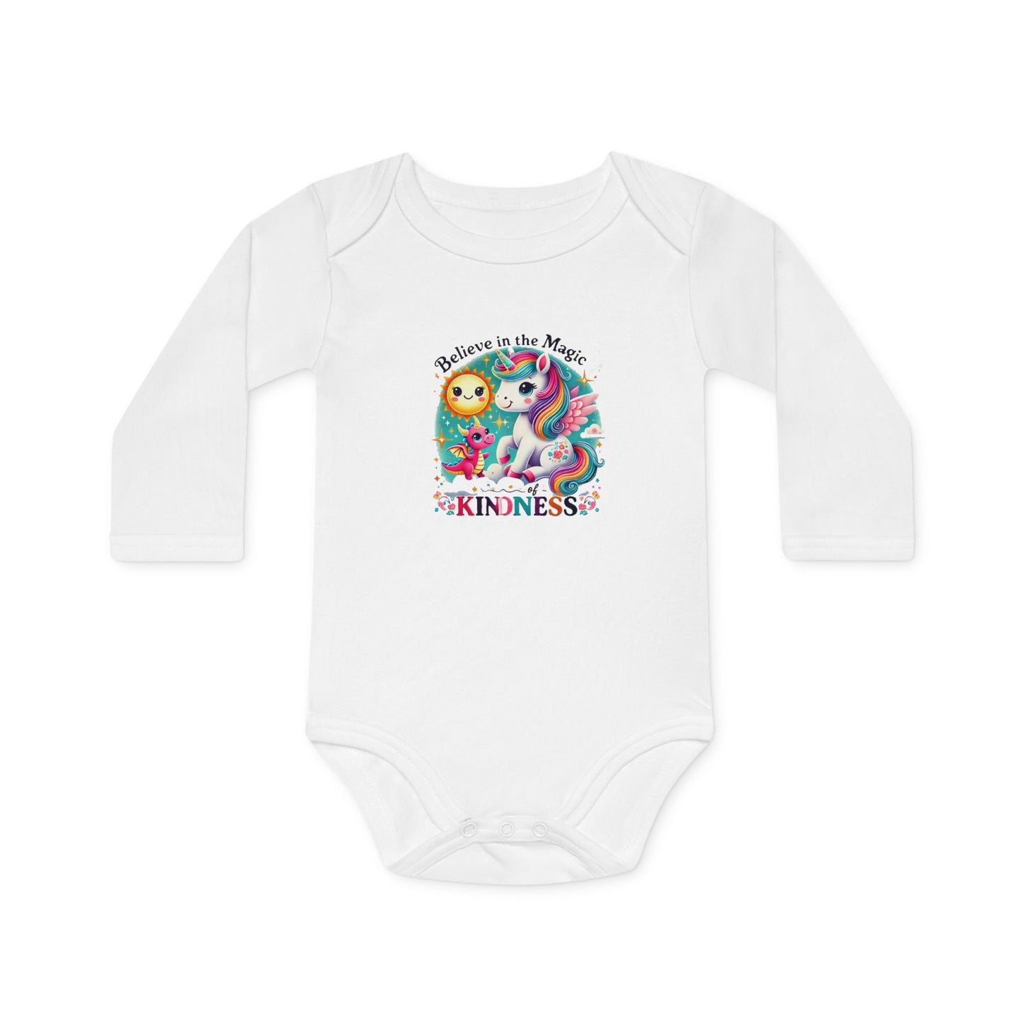 Baby Long-Sleeve Organic Bodysuit"Believe in the Magic of Kindness"