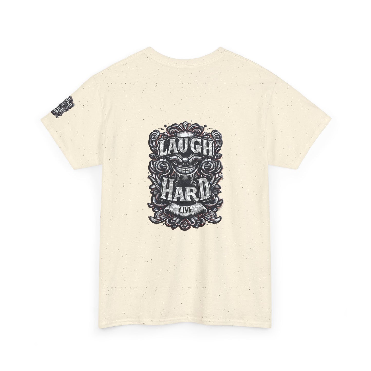 Unisex Heavy Cotton Tee " Laugh Hard" B&W