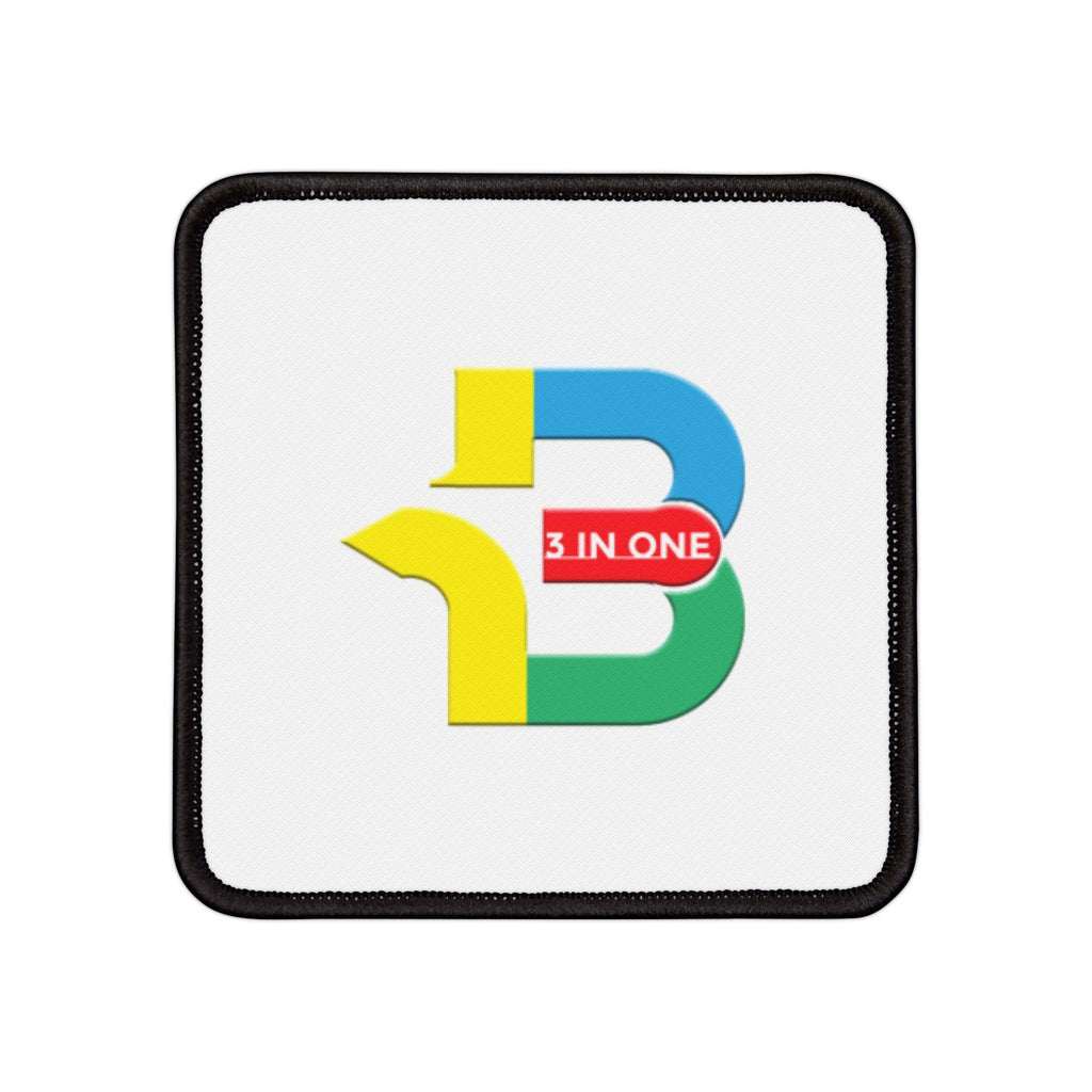Iron on Patches - Colorful square patch with black border for personalizing apparel.