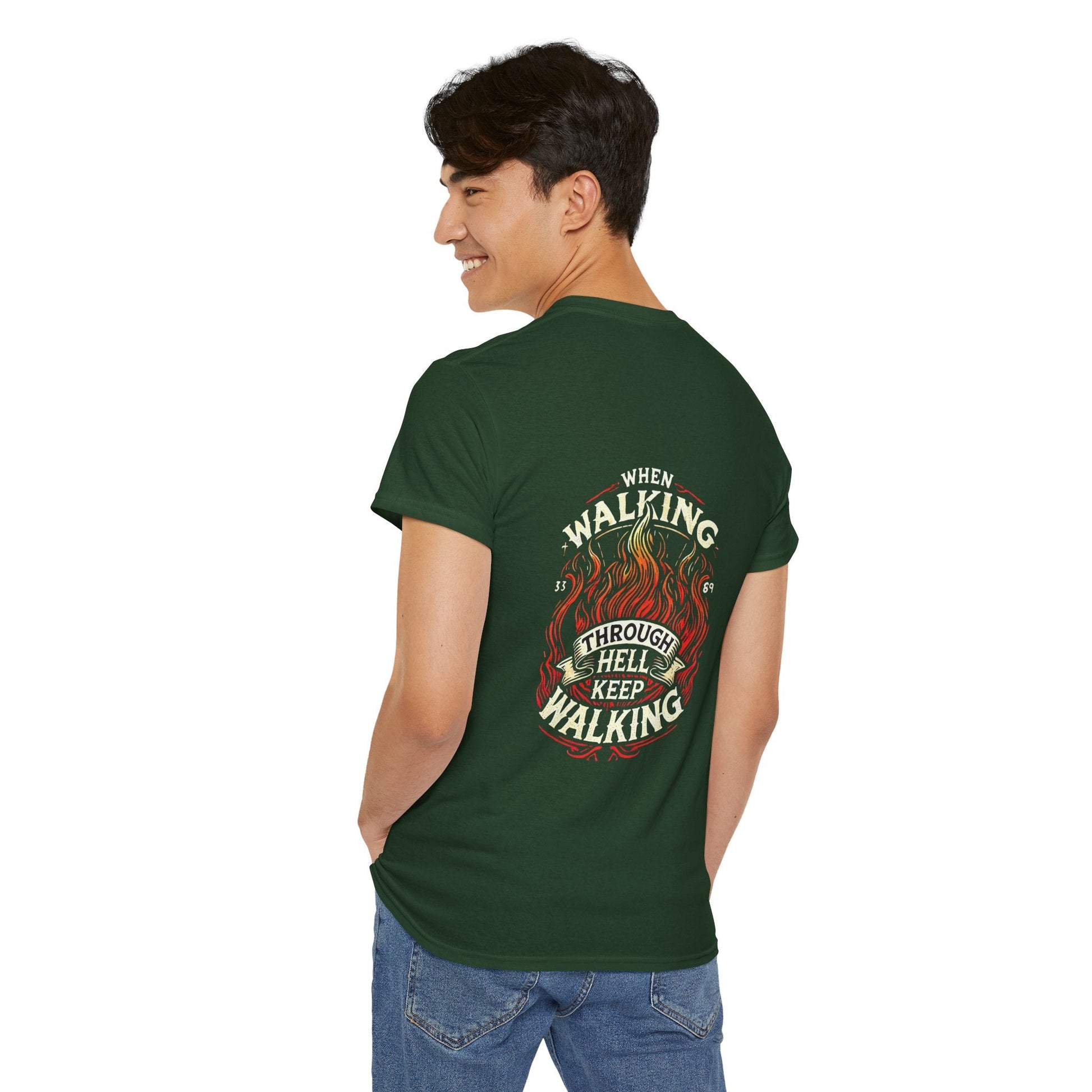 Unisex Heavy Cotton T-shirt - Walking Through Hell Keep Walking II