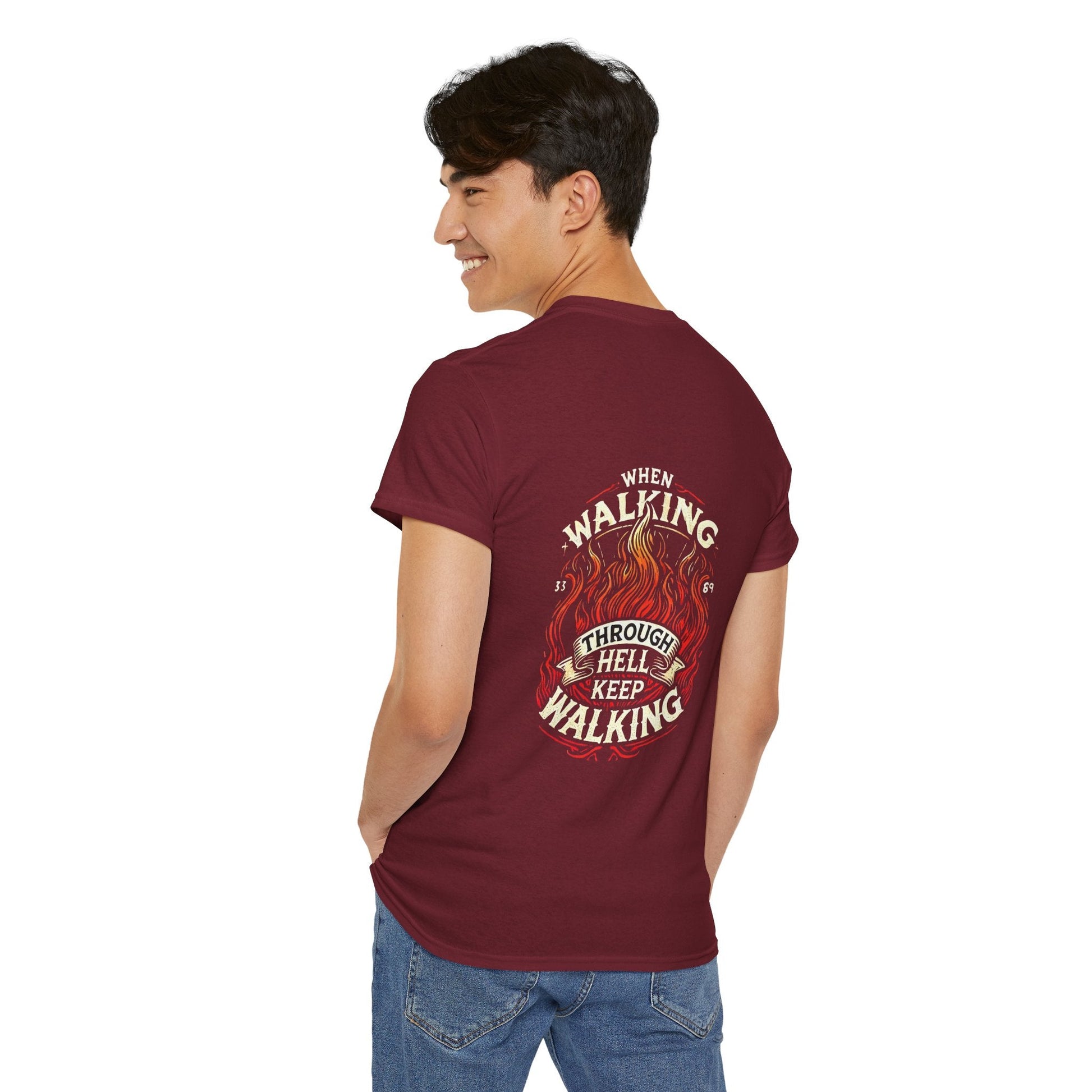 Unisex Heavy Cotton T-shirt - Walking Through Hell Keep Walking II