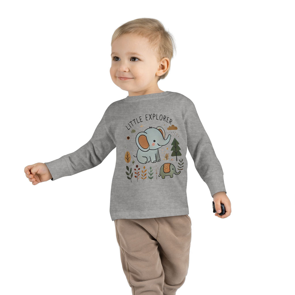 Toddler Long Sleeve T-shirt - Little Explorer Elephant Design