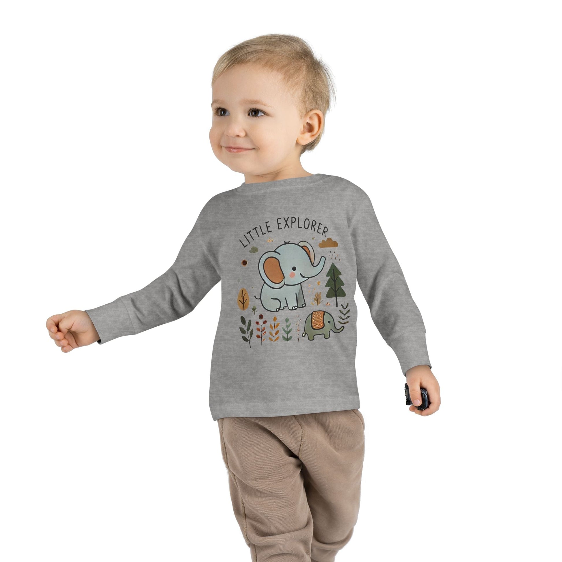 Toddler Long Sleeve T-shirt - Little Explorer Elephant Design