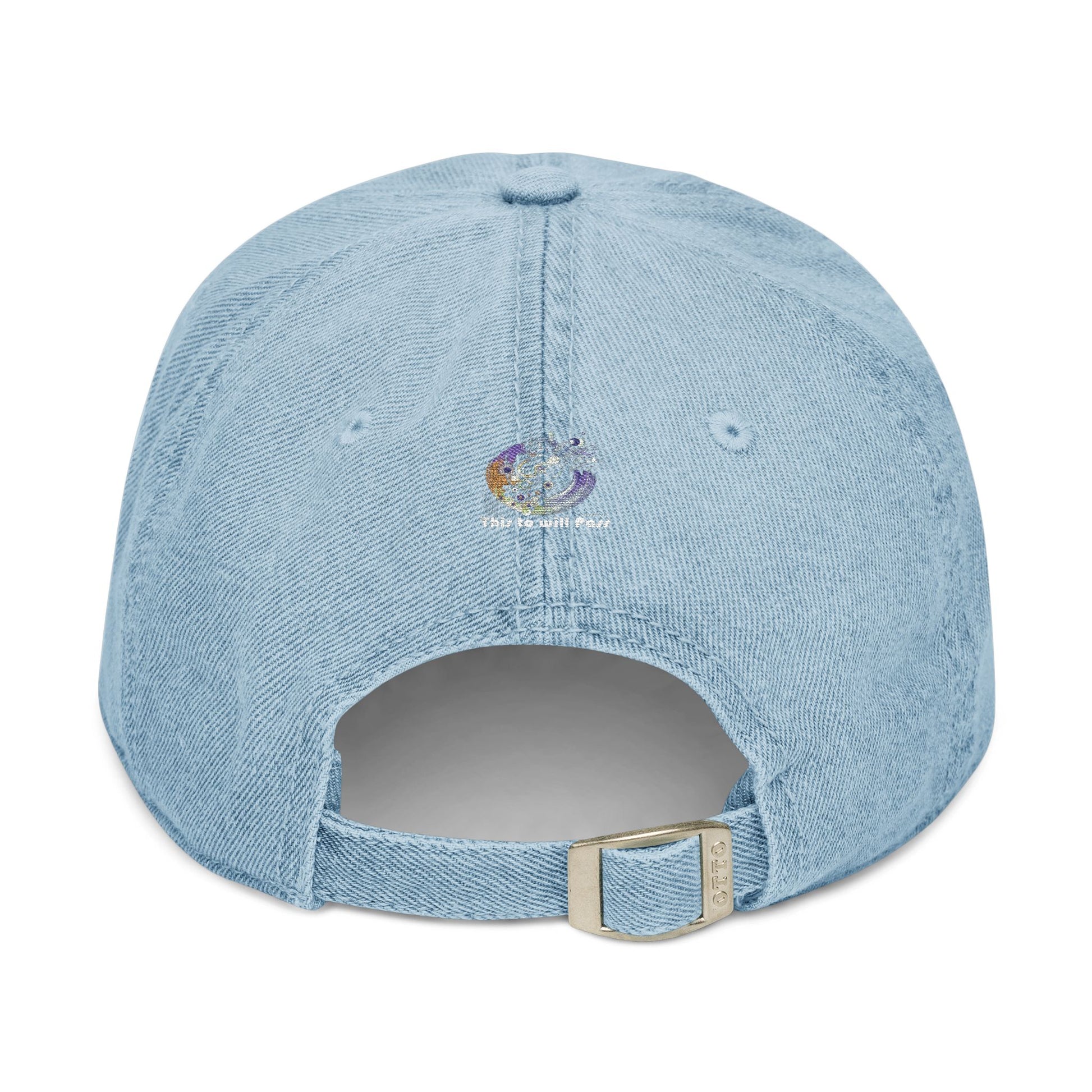 This Too Will Pass Denim Hat - Stylish Embroidered Cap Vintage Message.