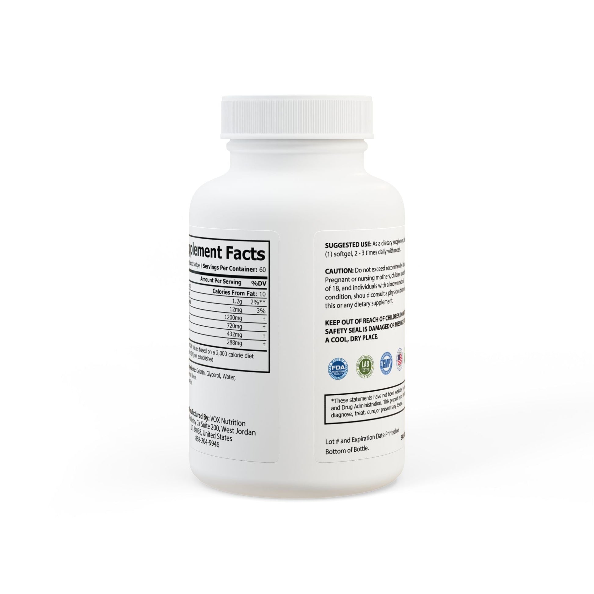 Omega 3 Fish Oil Supplement (60 Softgels) for quick recovery