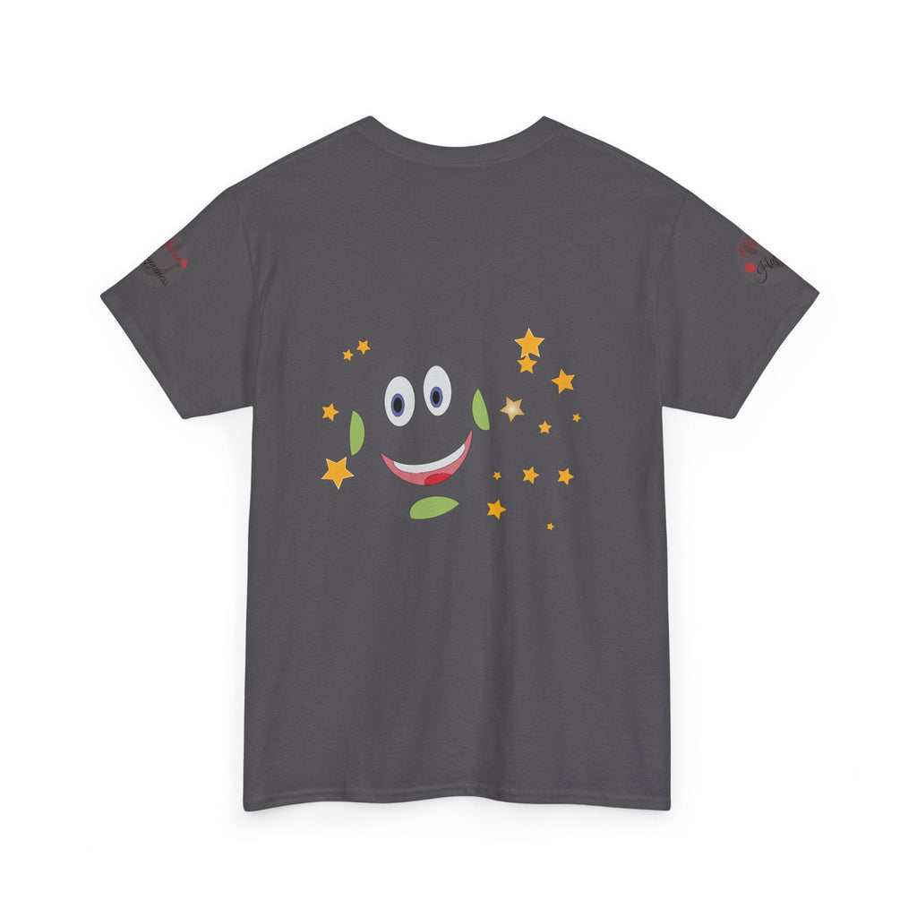 Unisex Heavy Cotton T-shirt with smiley and star design - Radiate Positivity - Choose Happiness.