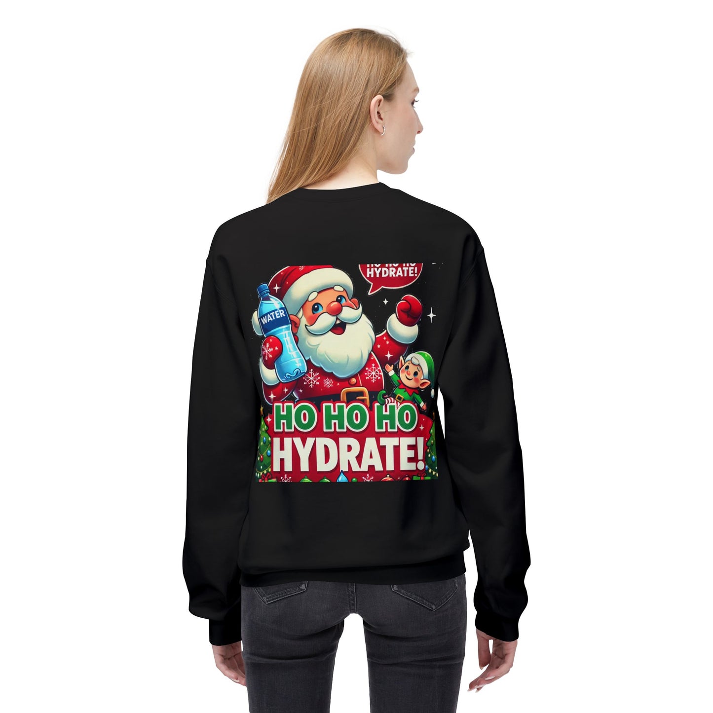 Unisex Midweight Softstyle Fleece Crewneck Sweatshirt" Ho Ho Ho Hydrate "